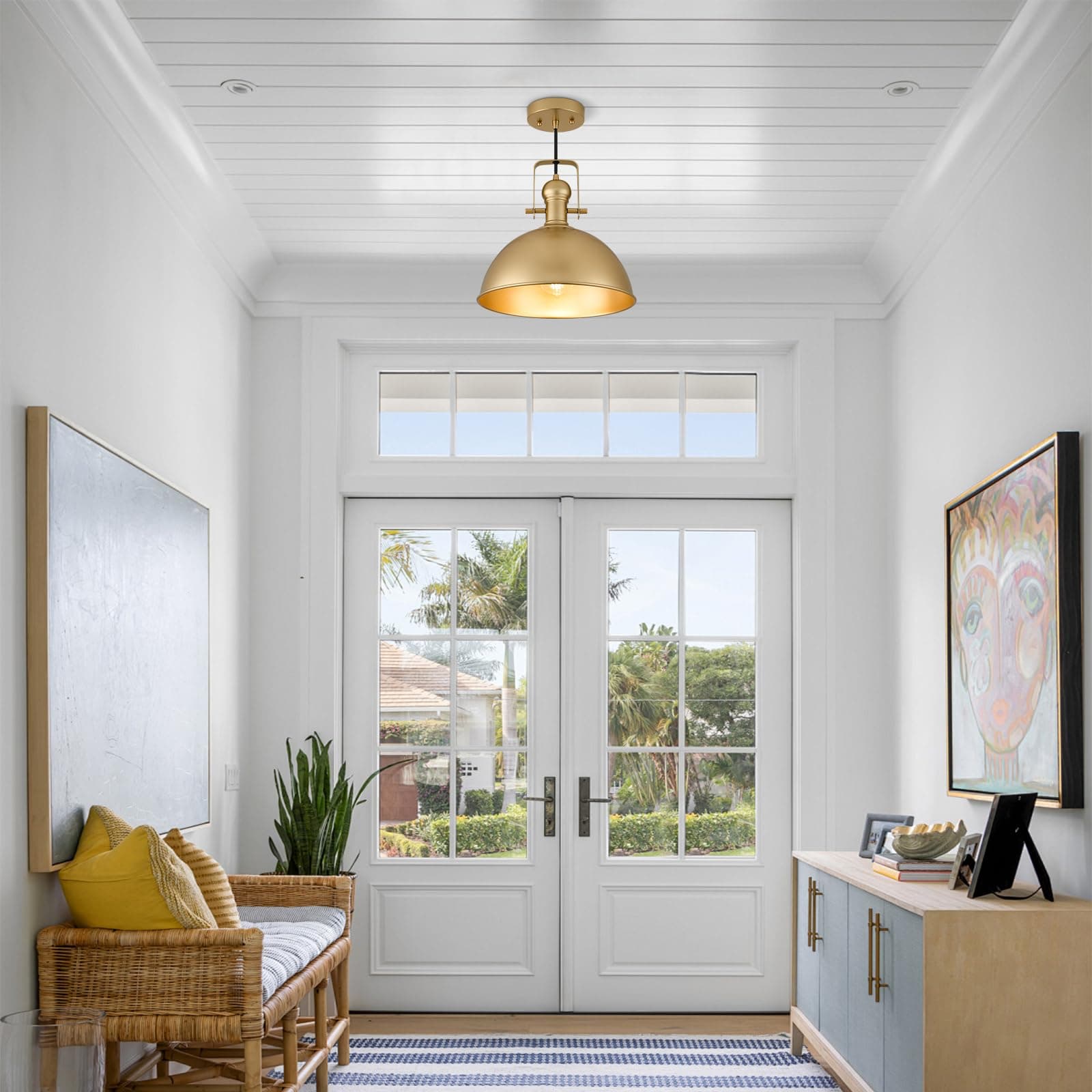 ALAISLYC 12 Inch Gold Farmhouse Pendant Lights Matte Pendant Lights for Kitchen - Thumbnail 6