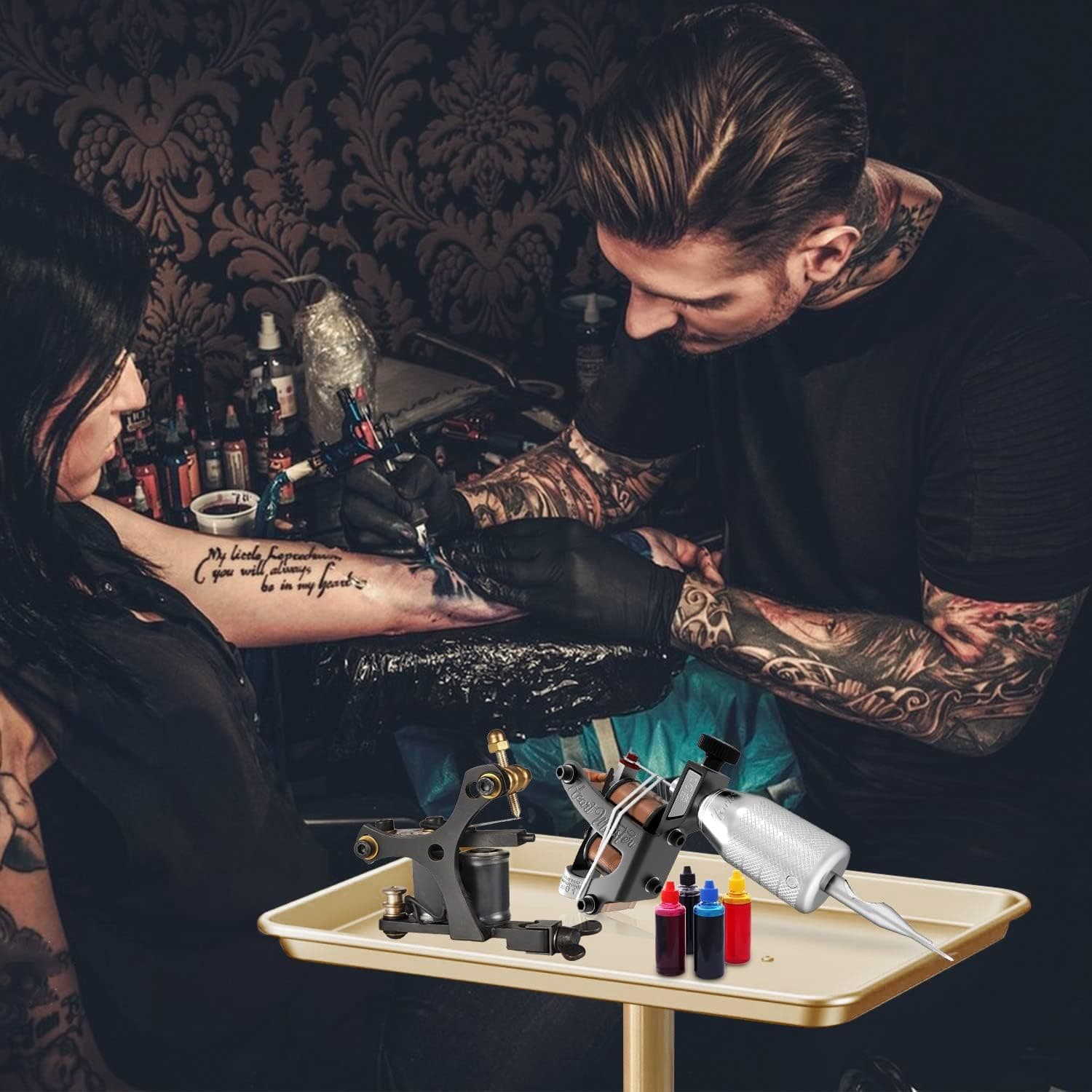 Salon Tray, Champagne Gold Salon Rolling Tray with Adjustable Height, Hair Styli - Thumbnail 5