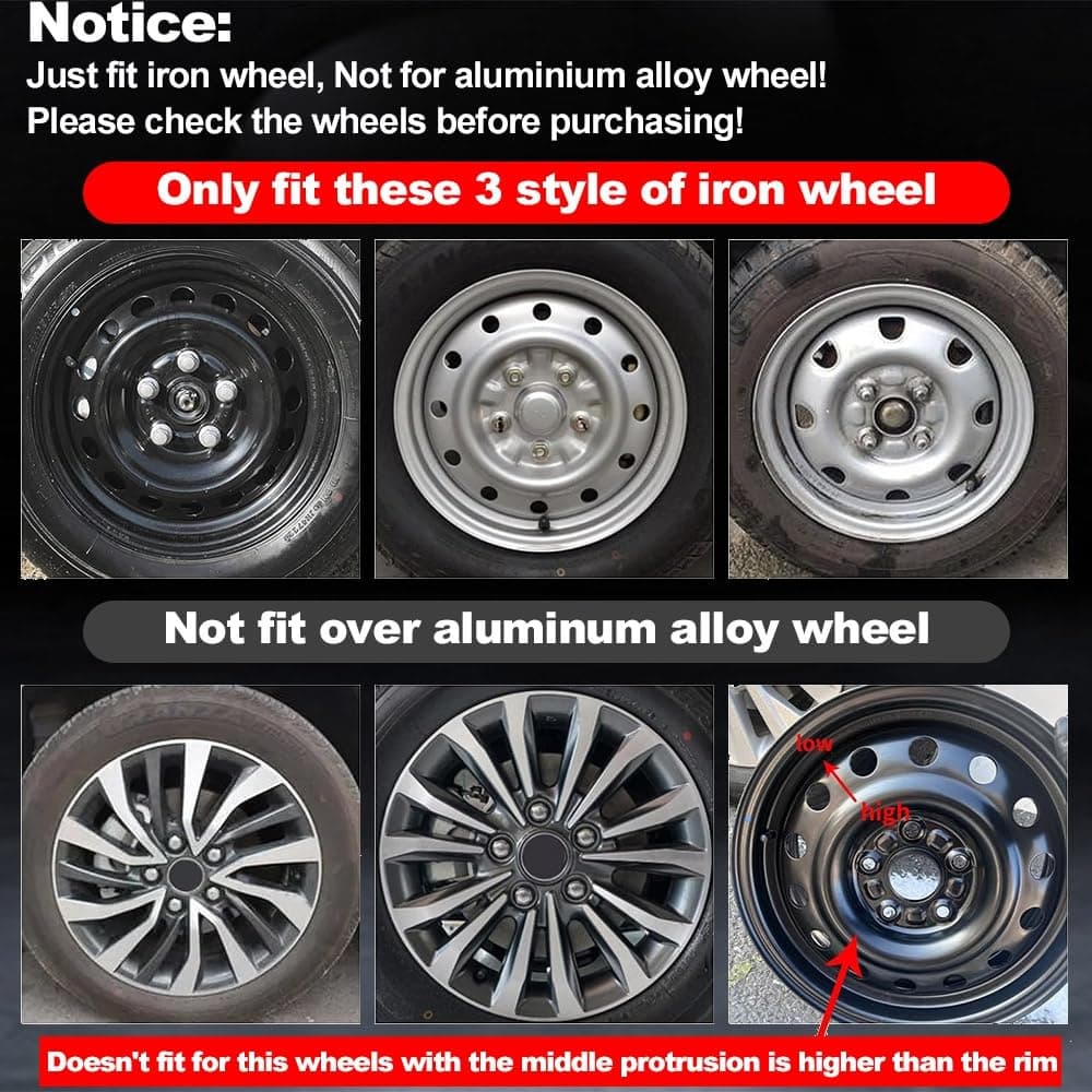 AuMoHall Silver with Green Hubcap Wheel Cover Replacement Kit 14" Hub Caps Wheel - Thumbnail 6