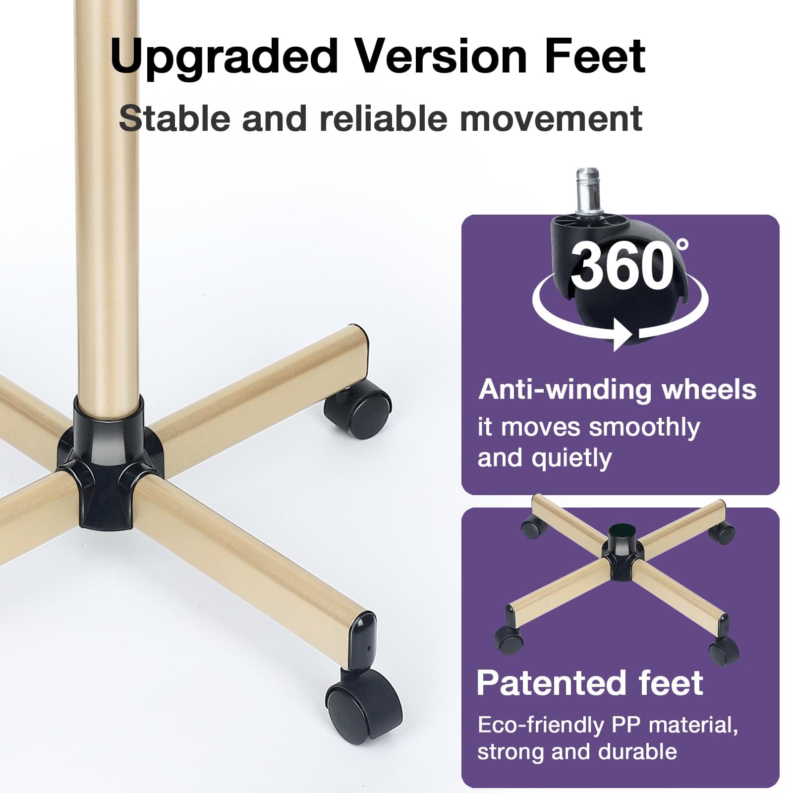 Salon Tray, Champagne Gold Salon Rolling Tray with Adjustable Height, Hair Styli - Thumbnail 4