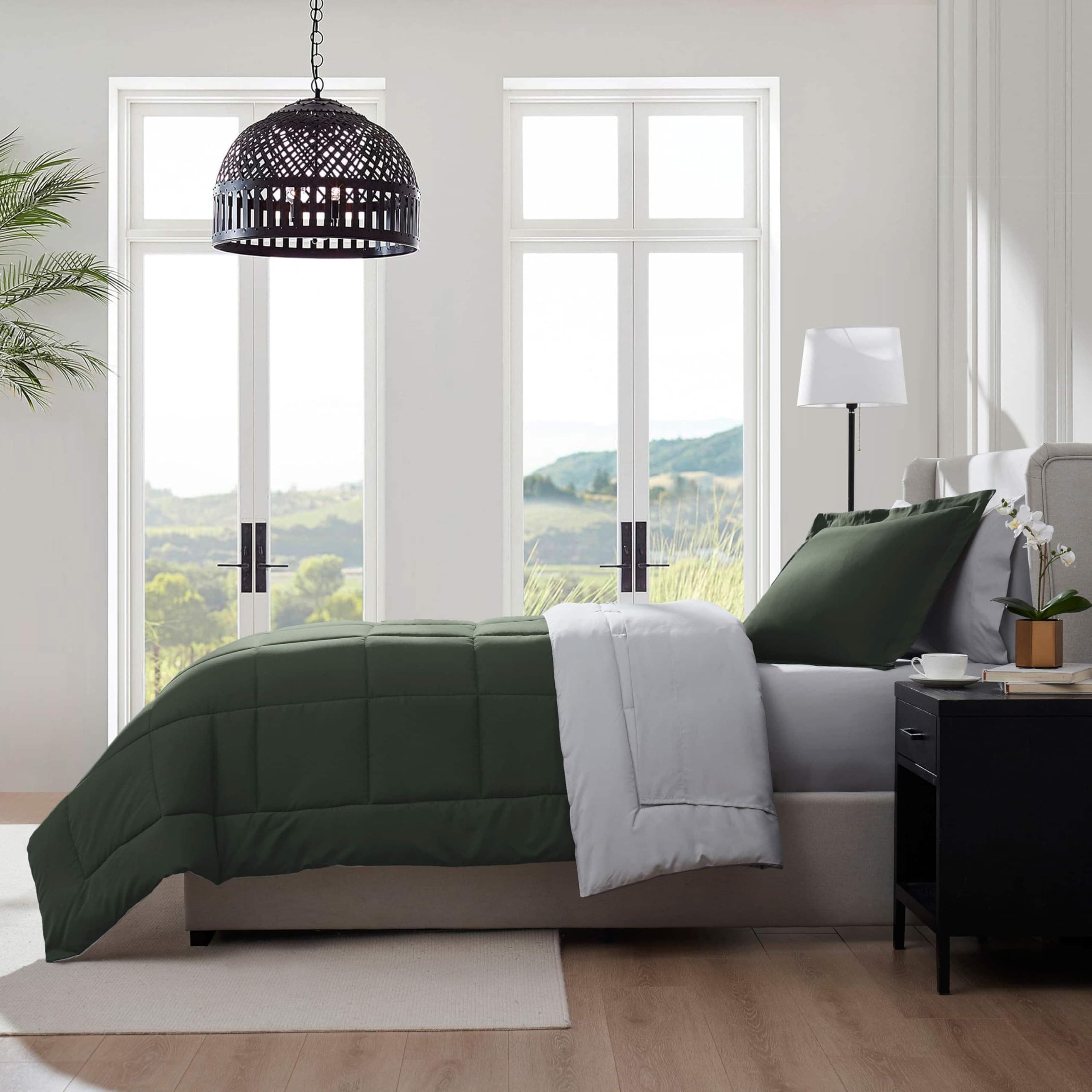 Nestl 5 Piece Twin XL Comforter Set – Olive Green Reversible Bed in a Bag – Comp - Thumbnail 9