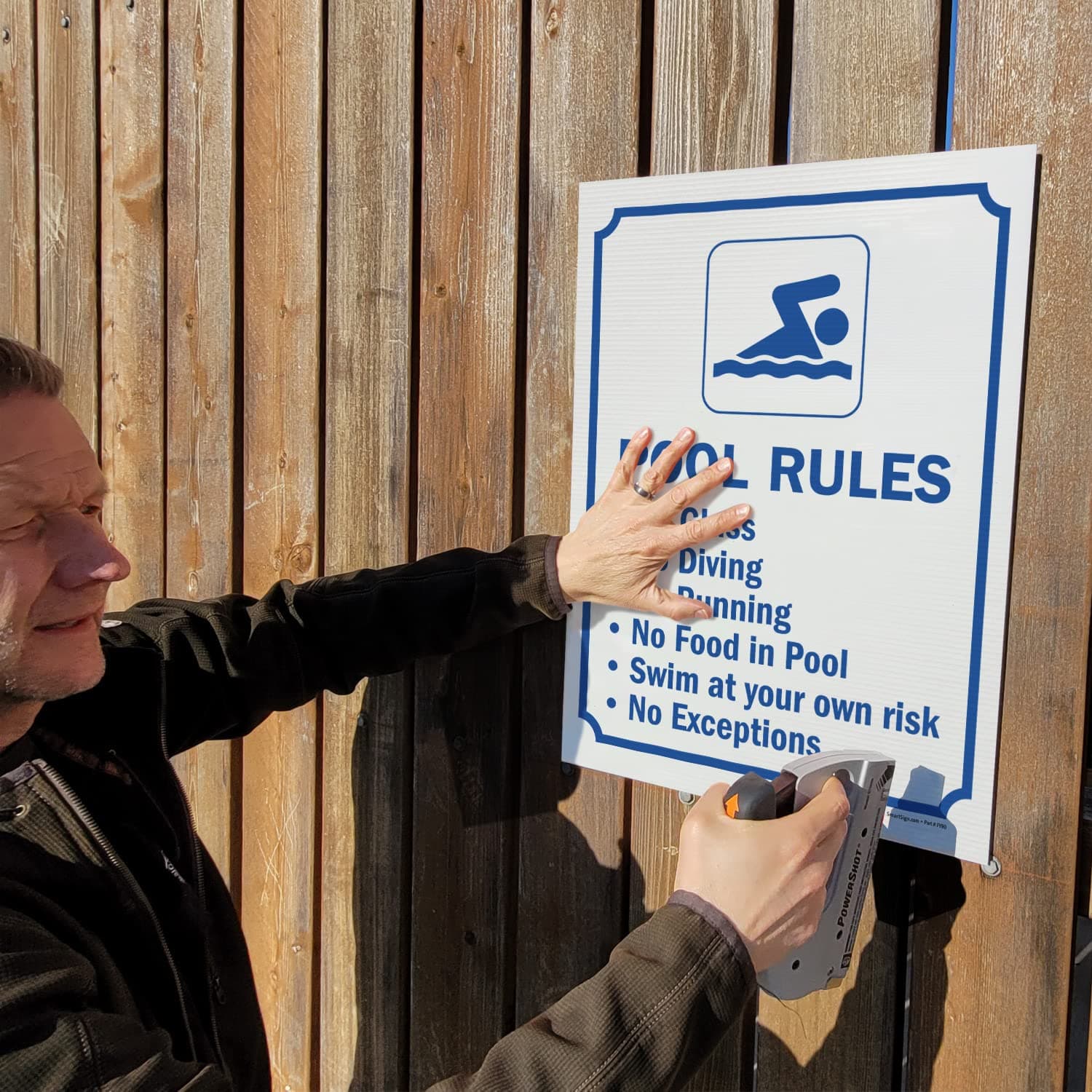 SmartSign 24 x 18 inch “Pool Rules - No Glass, No Diving, No Running…” Sign, Dig - Thumbnail 2