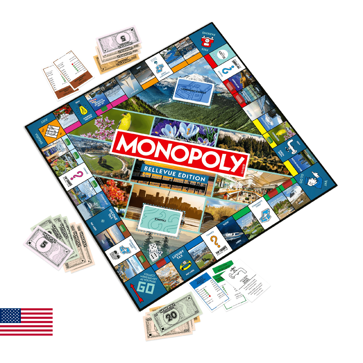 Monopoly Board Game – Bellevue, WA Edition: 2-6 Players Family Board Games for K - Image 1