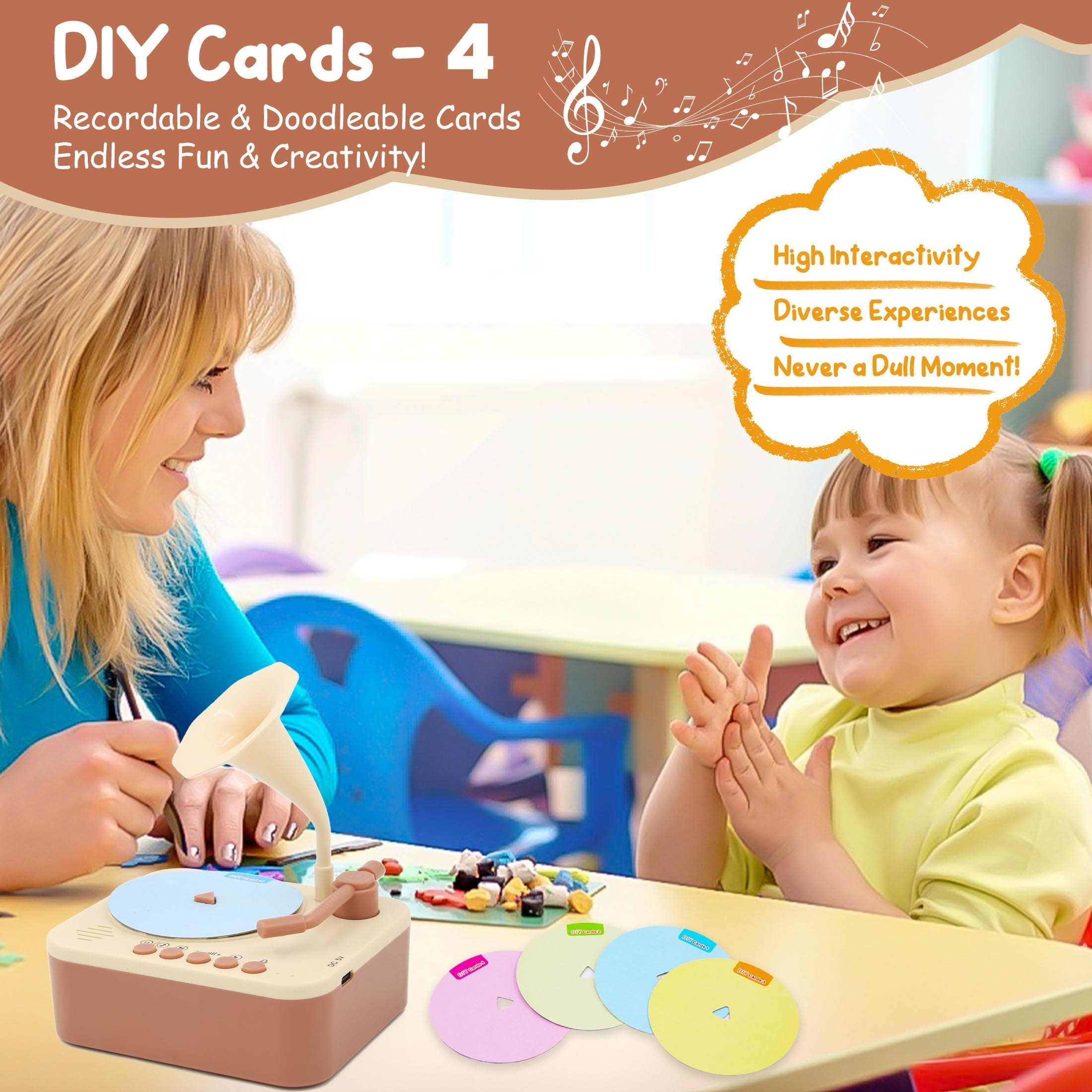 Kids Phonograph with 99 Cards, Toddler Record Player, Story & Music Player, Kids - Thumbnail 4