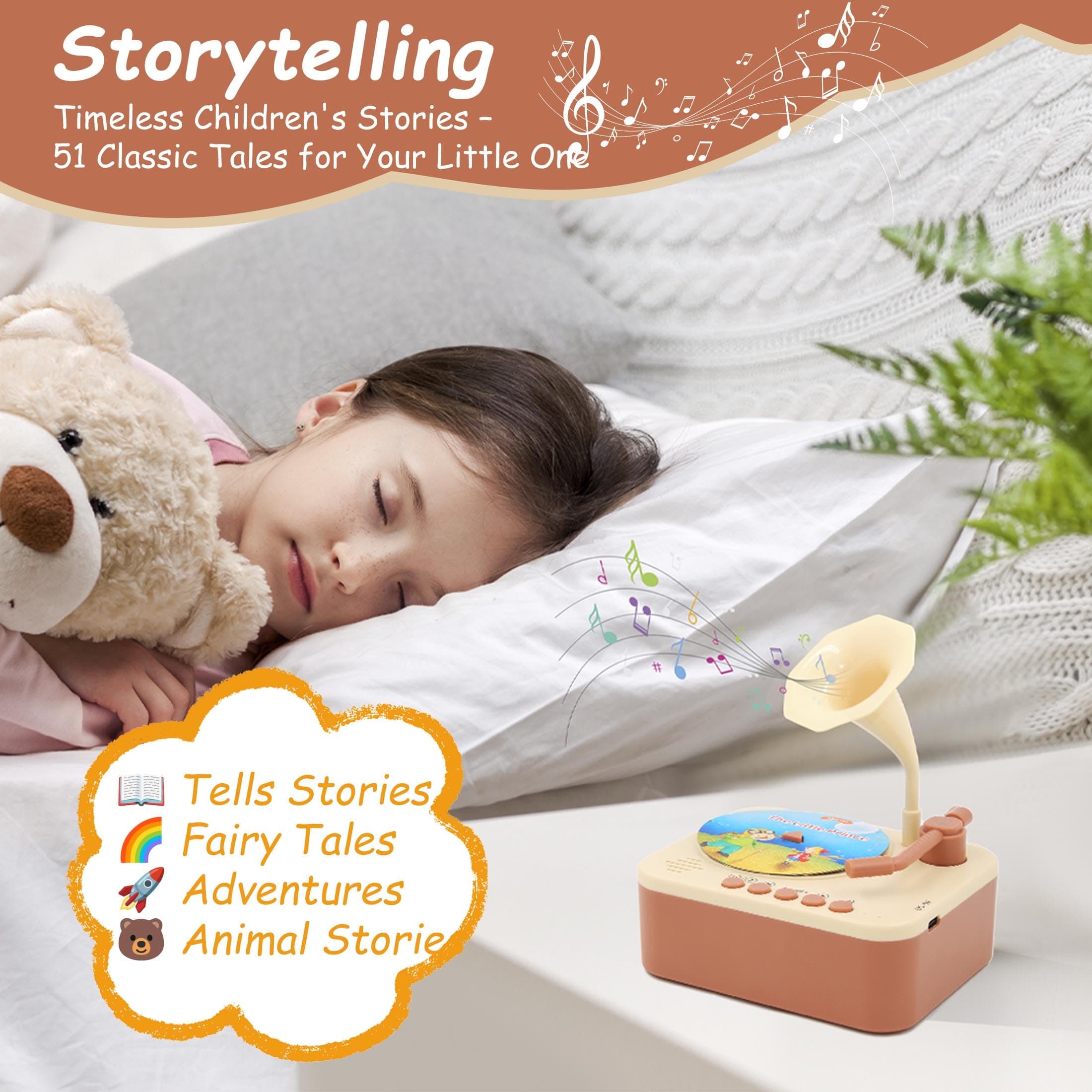 Kids Phonograph with 99 Cards, Toddler Record Player, Story & Music Player, Kids - Thumbnail 2