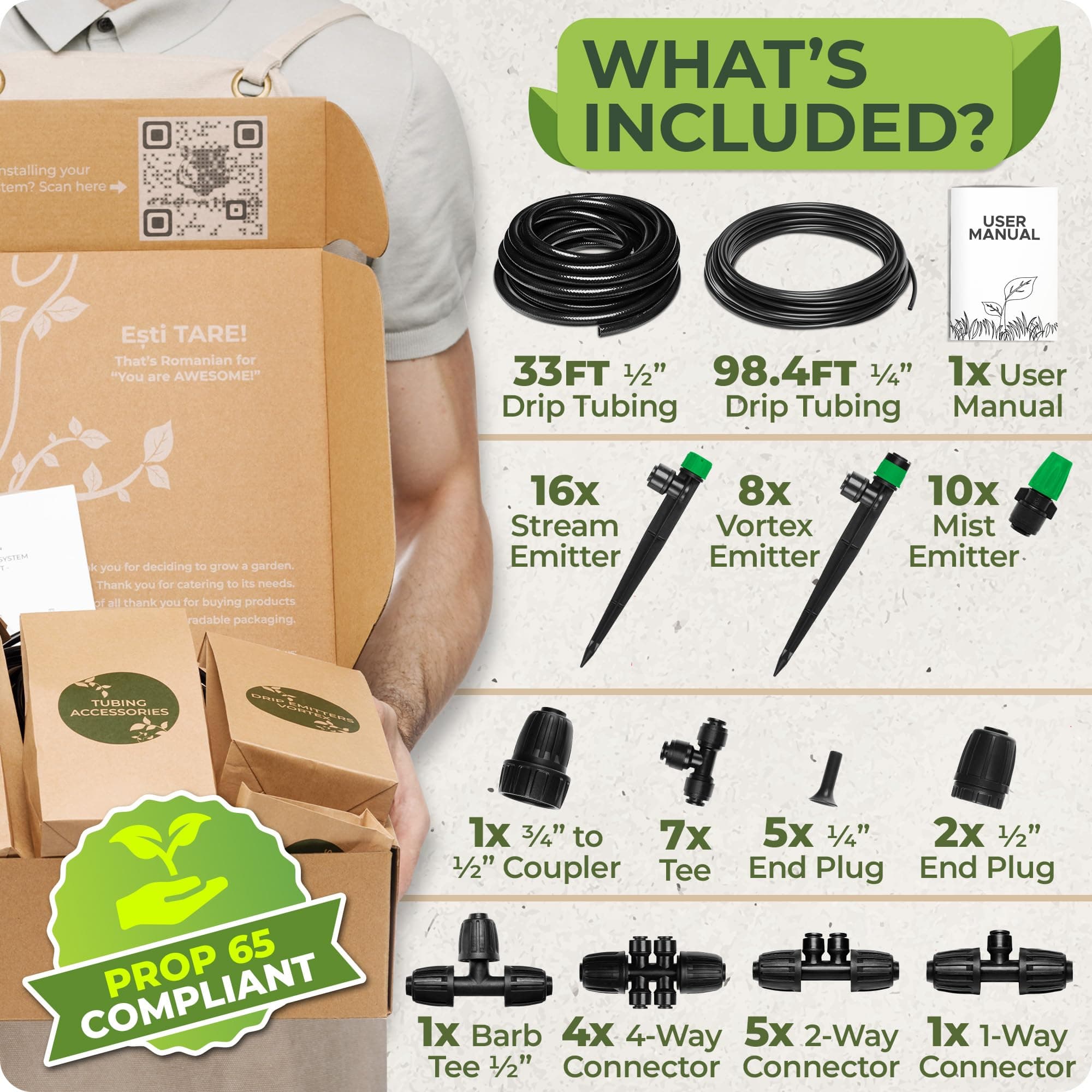 CARPATHEN Drip Irrigation System Adjustable Quick Connect Garden Watering 131ft - Thumbnail 5