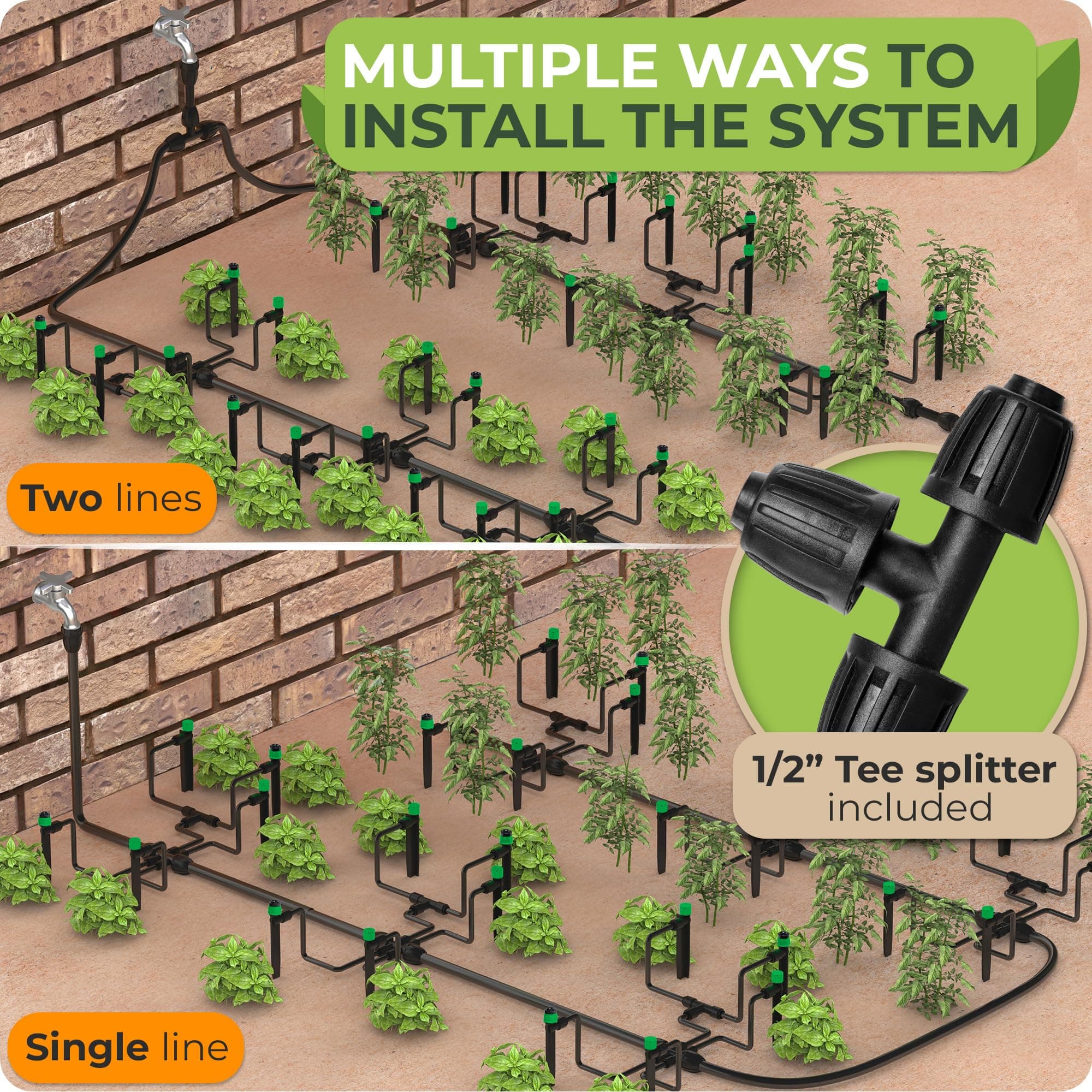 CARPATHEN Drip Irrigation System Adjustable Quick Connect Garden Watering 131ft - Thumbnail 7