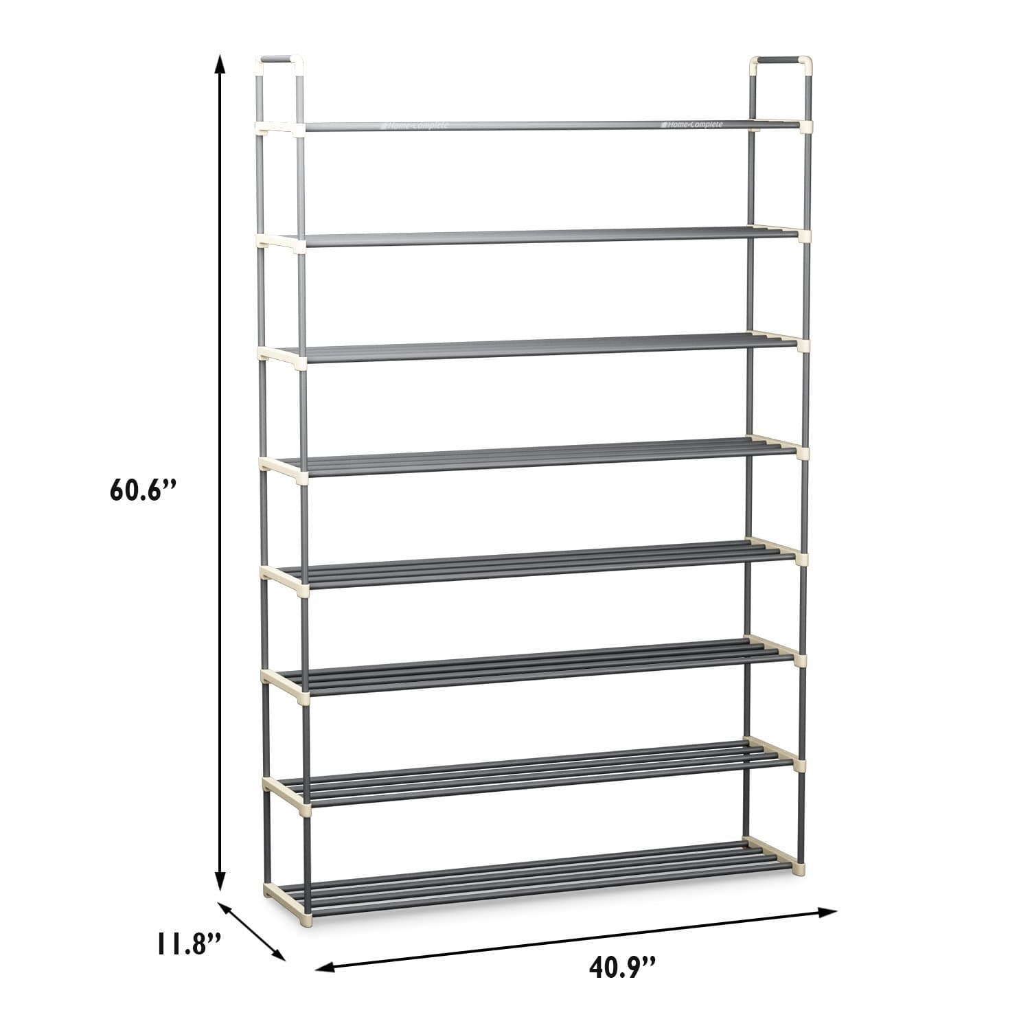 Home-Complete 8-Tier Shoe Rack Shoe Organizer Closet Bathroom Entryway Gray Hold - Thumbnail 3
