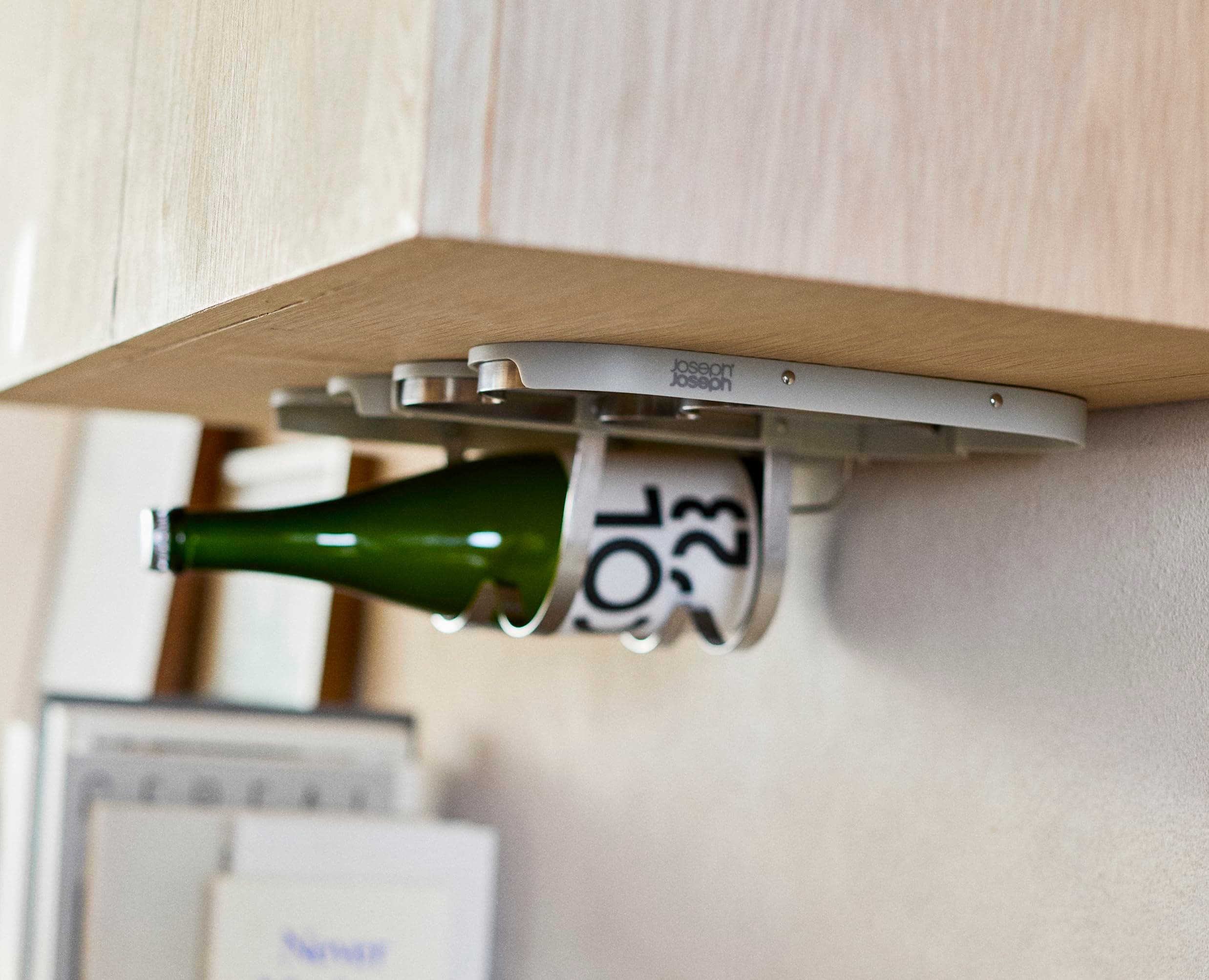Joseph Joseph Cradle Wine Bottle Organizer, Under Cabinet Mount, Folding Steel R - Thumbnail 7