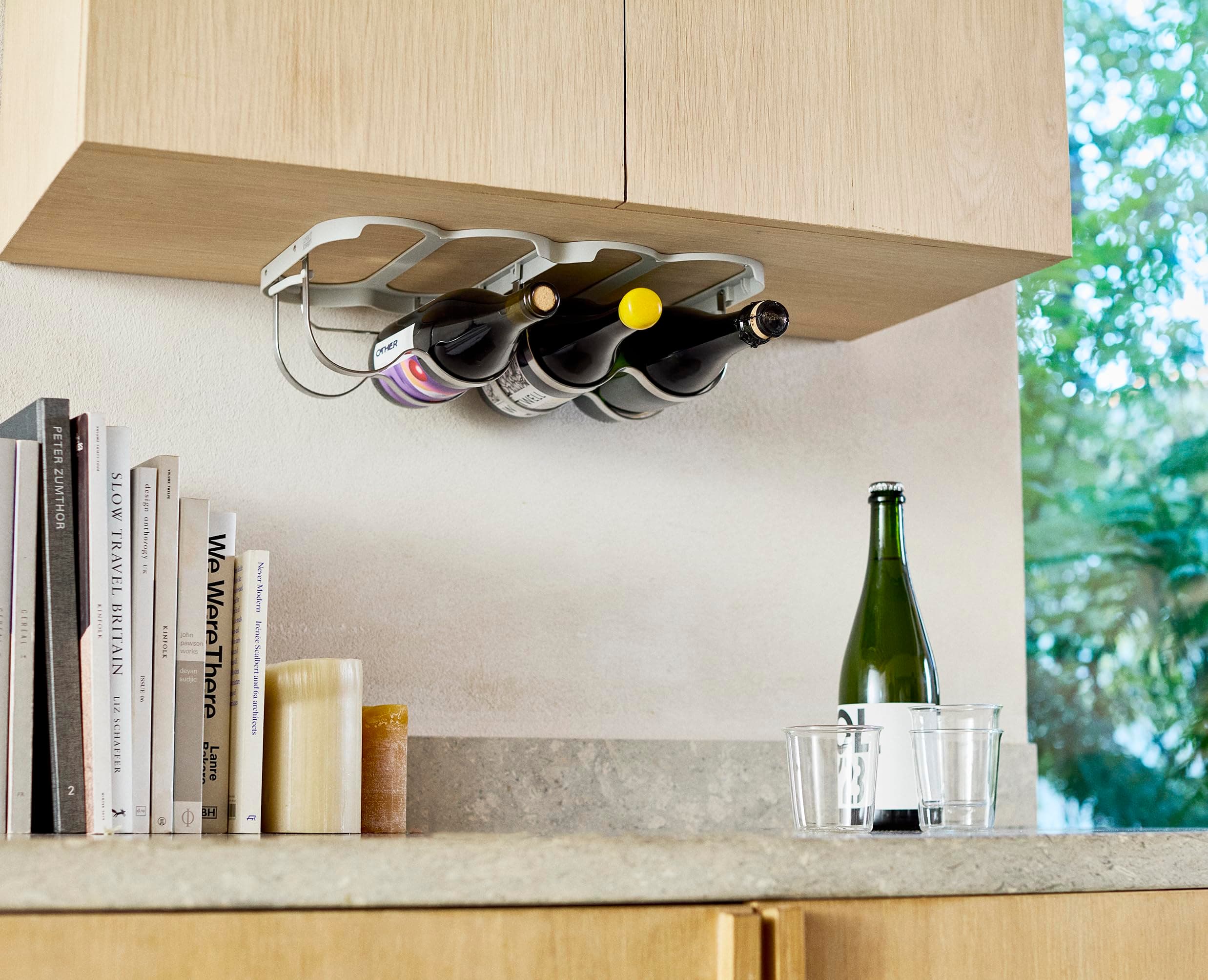 Joseph Joseph Cradle Wine Bottle Organizer, Under Cabinet Mount, Folding Steel R - Thumbnail 3