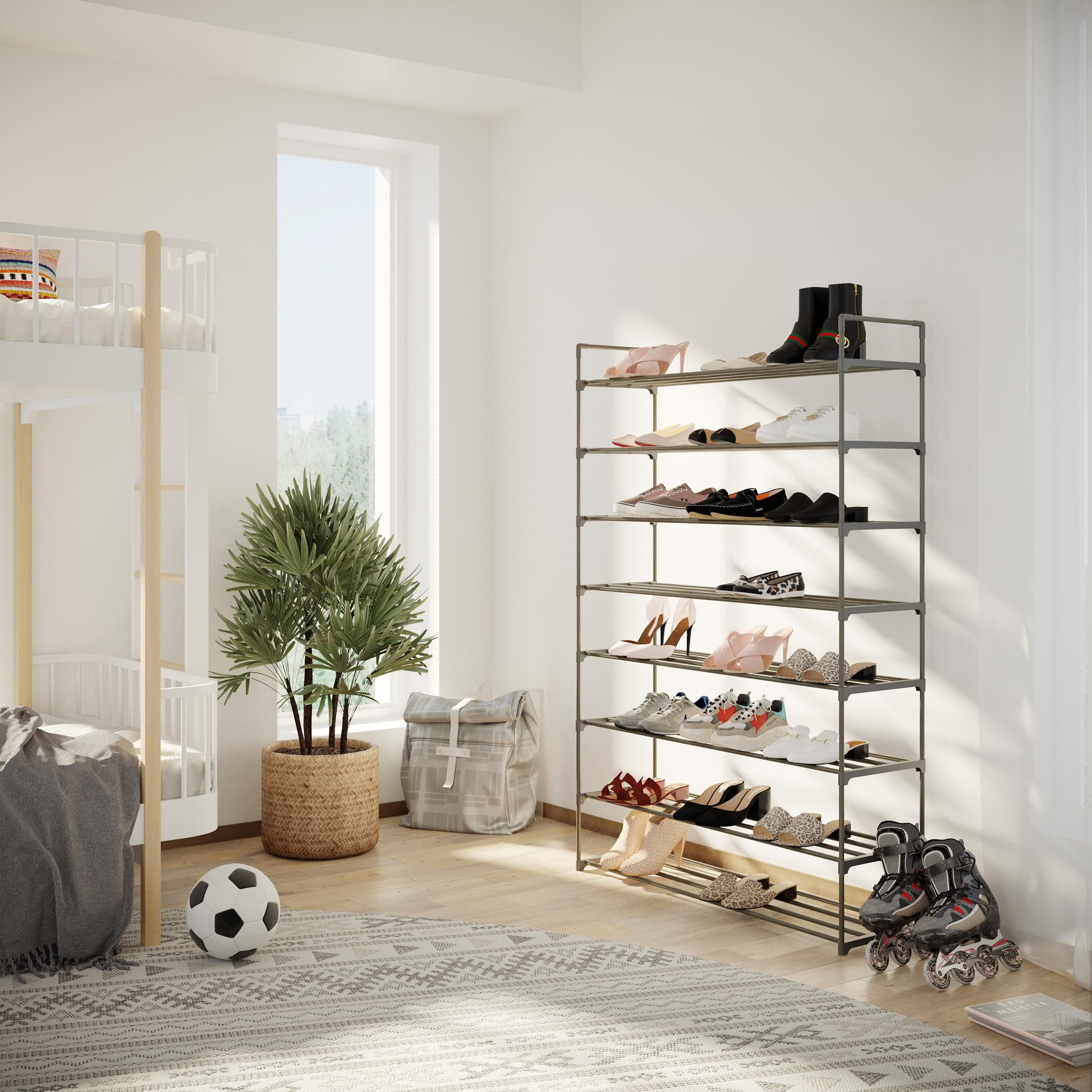 Home-Complete 8-Tier Shoe Rack Shoe Organizer Closet Bathroom Entryway Gray Hold - Thumbnail 8