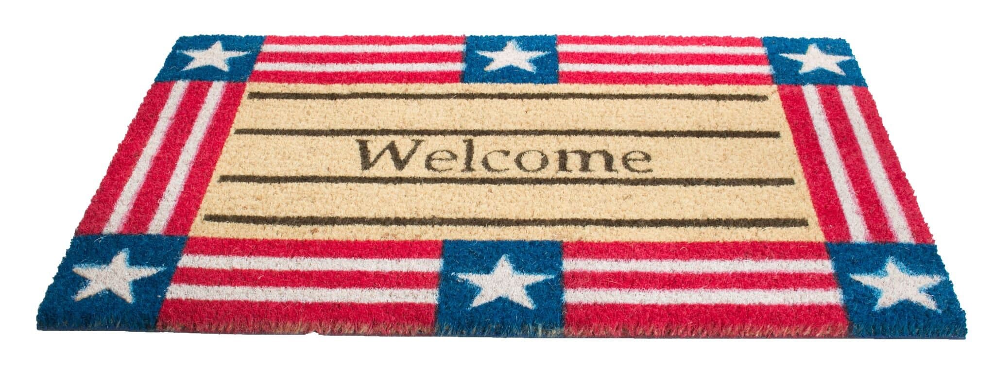 Imports Decor Welcome Stars and Stripes Vinyl Backed Coir Doormat, 30 by 18 by 1 - Thumbnail 2