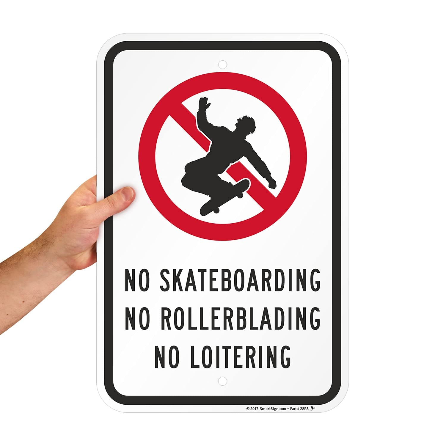 SmartSign 18 x 12 inch “No Skateboarding, No Rollerblading, No Loitering” Metal - Thumbnail 8