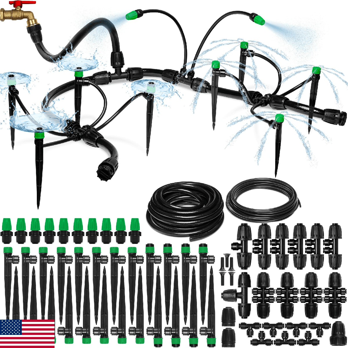 CARPATHEN Drip Irrigation System Adjustable Quick Connect Garden Watering 131ft - Image 1