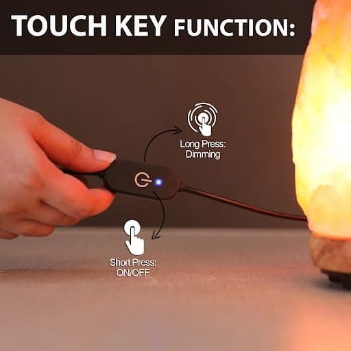 WBM Salt Lamp - USB Himalayan Salt Lamp with Touch Dimmer Control, Natural Pink - Thumbnail 2