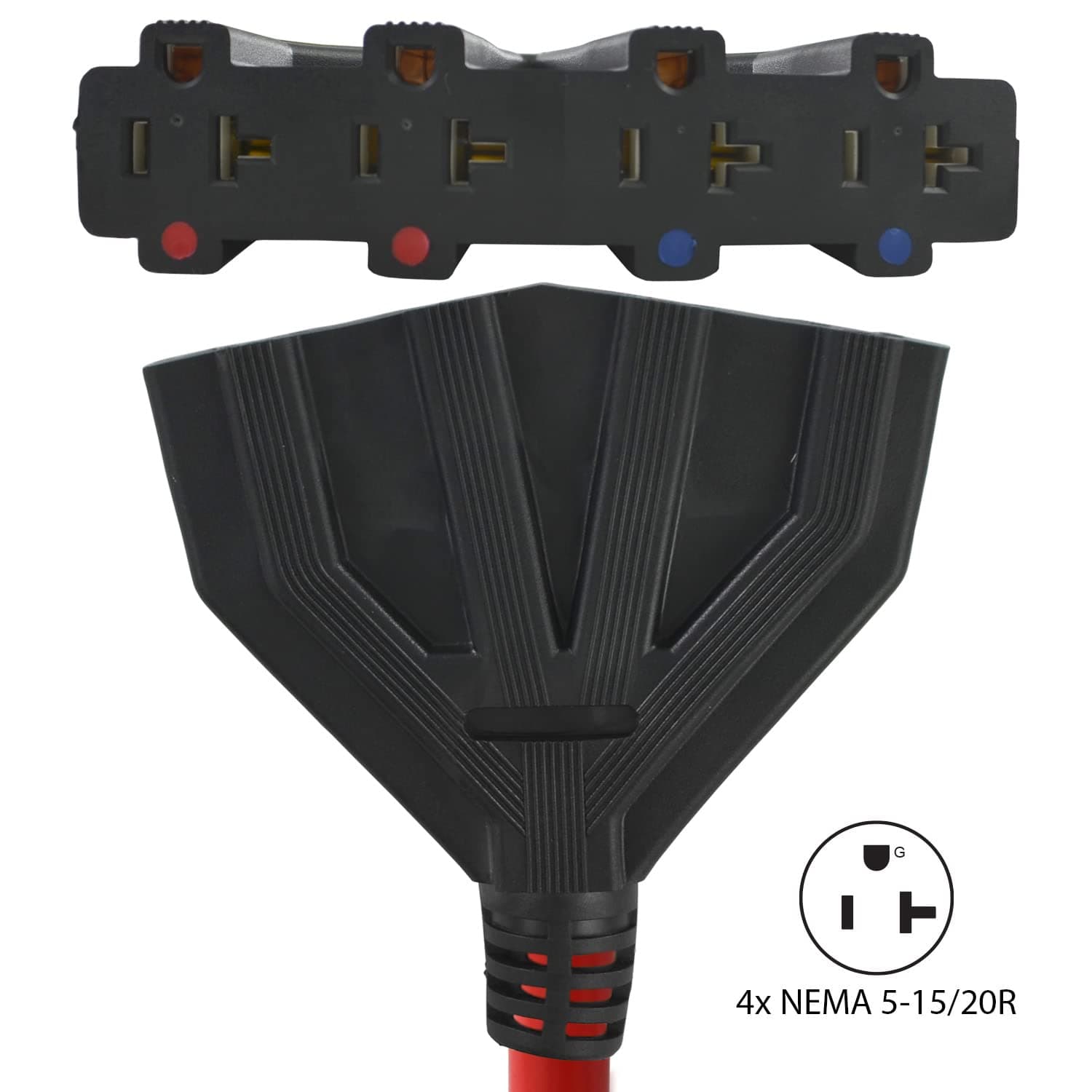 Conntek 1.5-Feet, 20-Amp L14-20P 125/250-Volt to (4) 15/20-Amp Female Connector, - Thumbnail 3