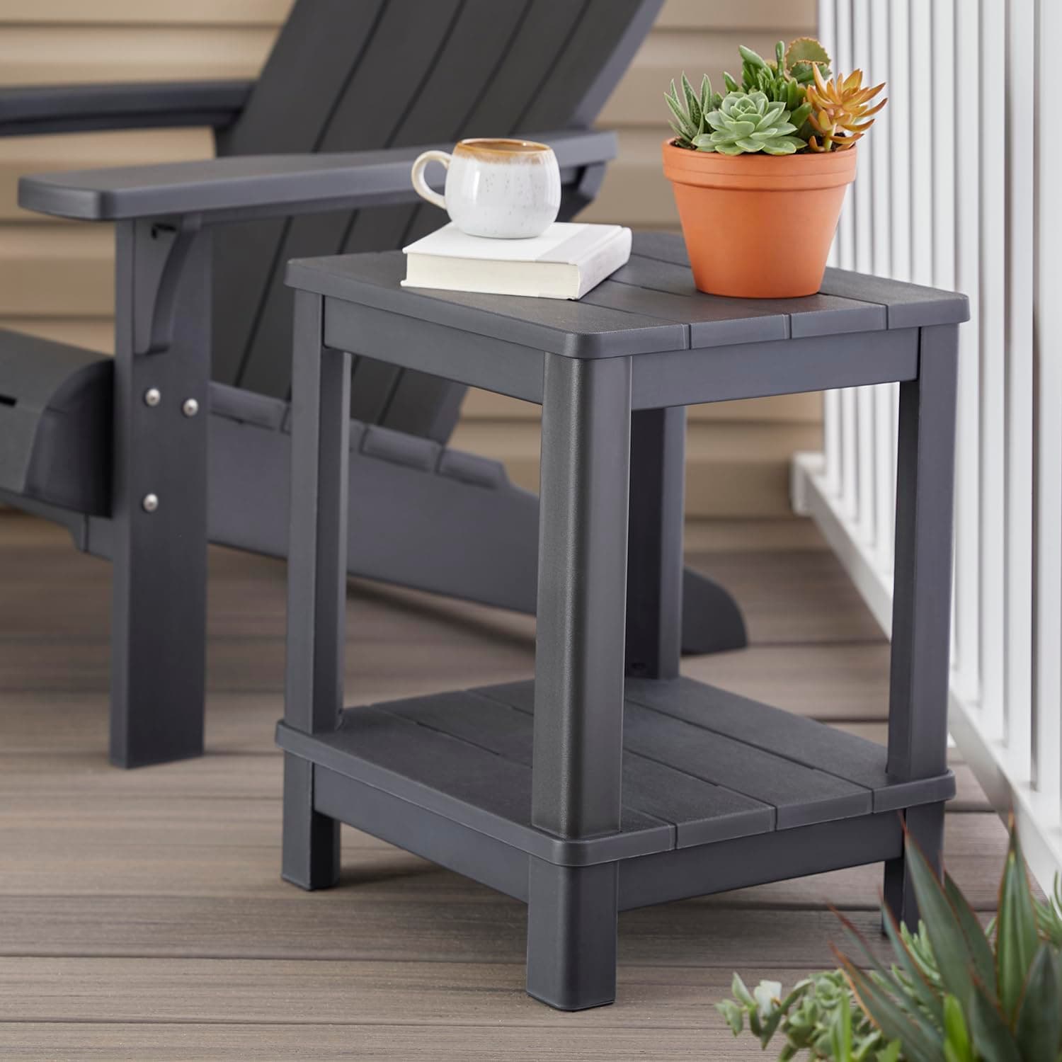 Keter Deluxe Adirondack Side Table - Graphite - Thumbnail 2