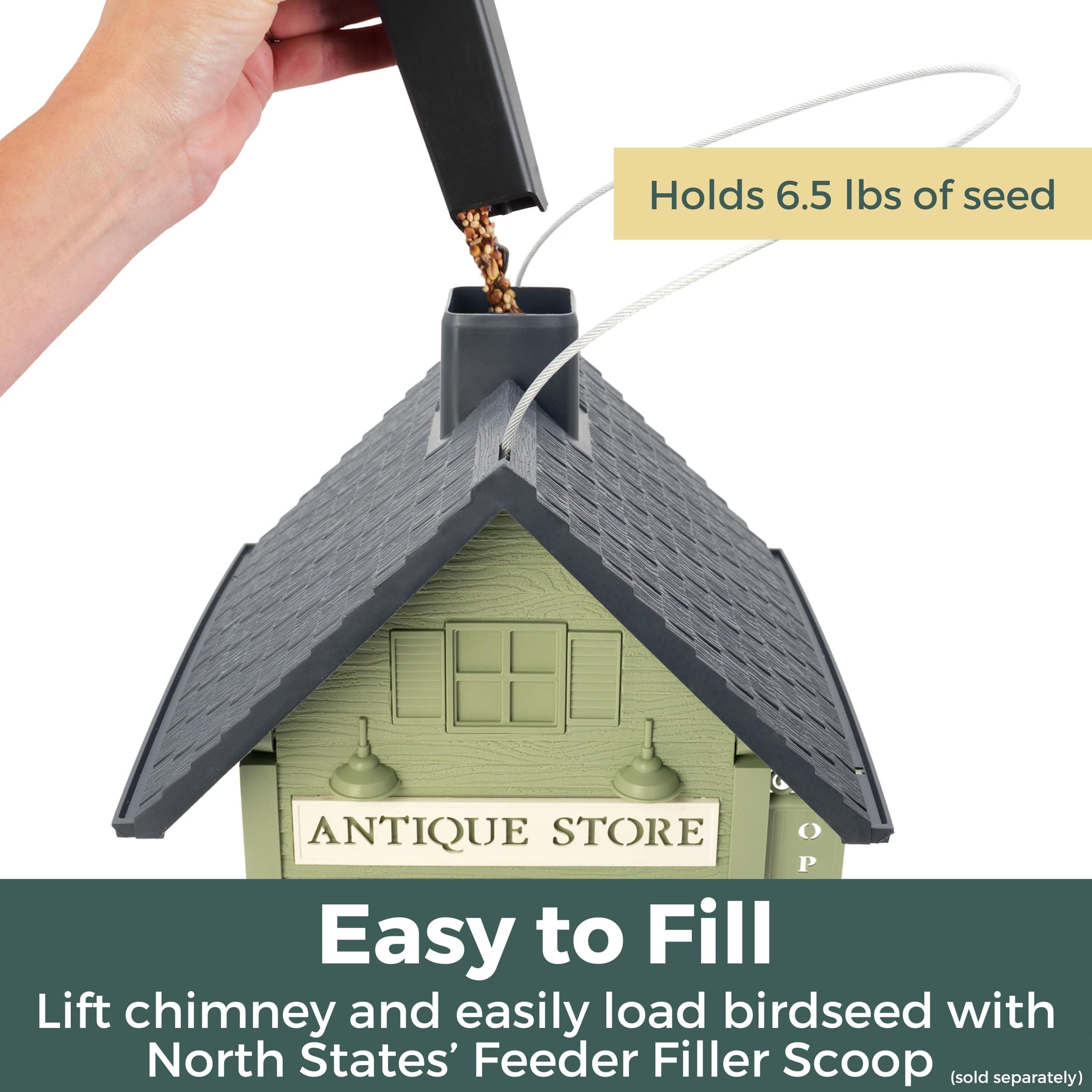 North States Village Collection - Antique Store Birdfeeder for Outdoors, Holds 6 - Thumbnail 2