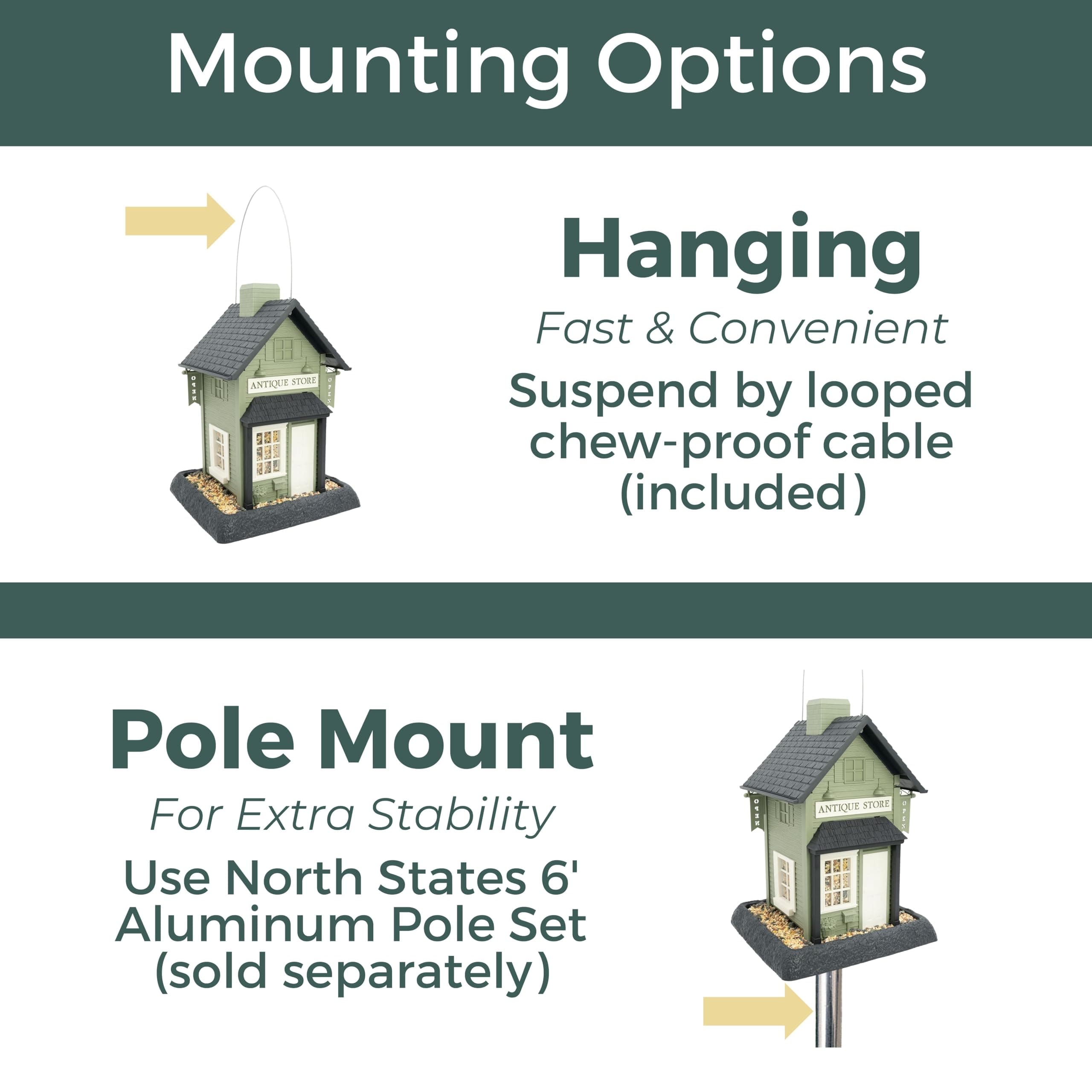 North States Village Collection - Antique Store Birdfeeder for Outdoors, Holds 6 - Thumbnail 5