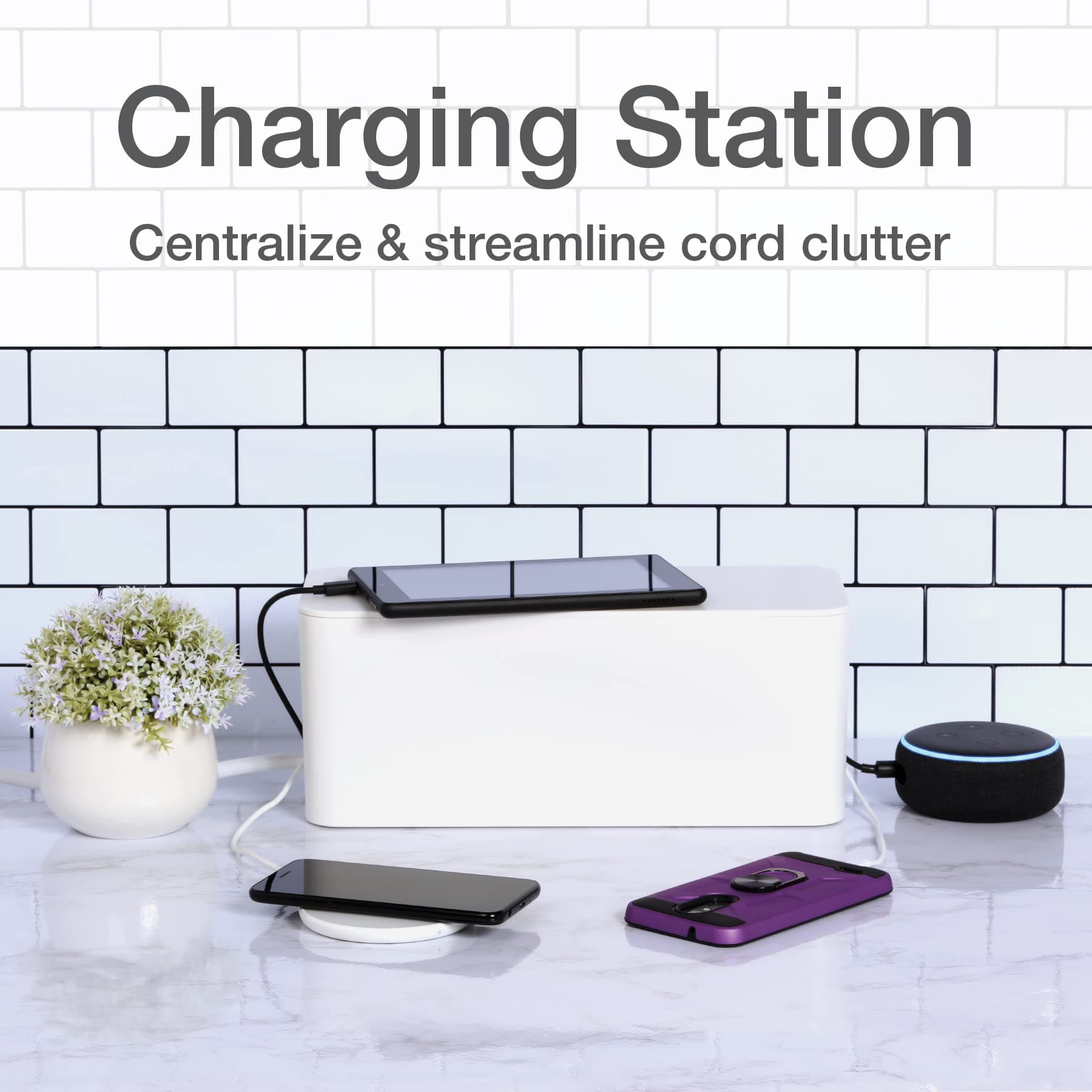 Oxford Cable Management Boxes 3 Pack Small Medium Large Power Strip Organizer Wh - Thumbnail 6