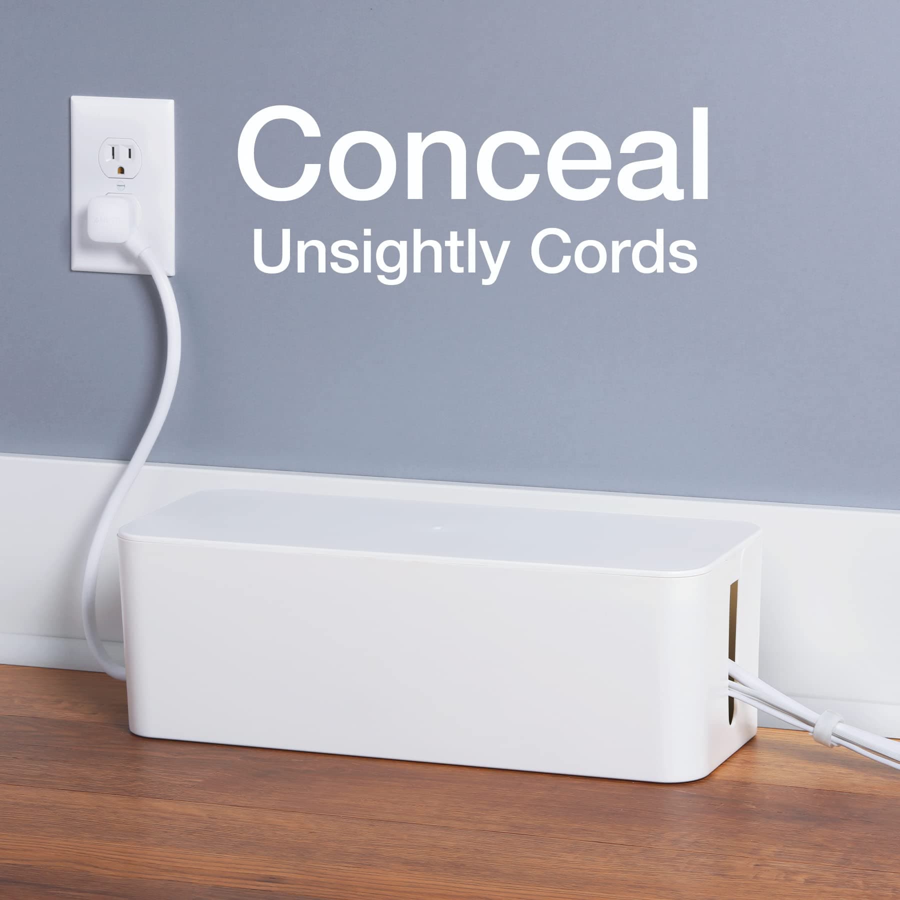 Oxford Cable Management Boxes 3 Pack Small Medium Large Power Strip Organizer Wh - Thumbnail 3