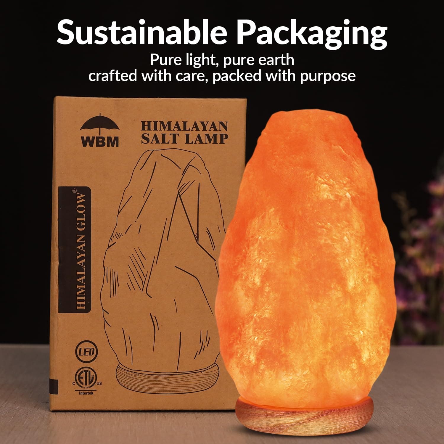 WBM Salt Lamp - USB Himalayan Salt Lamp with Touch Dimmer Control, Natural Pink - Thumbnail 10