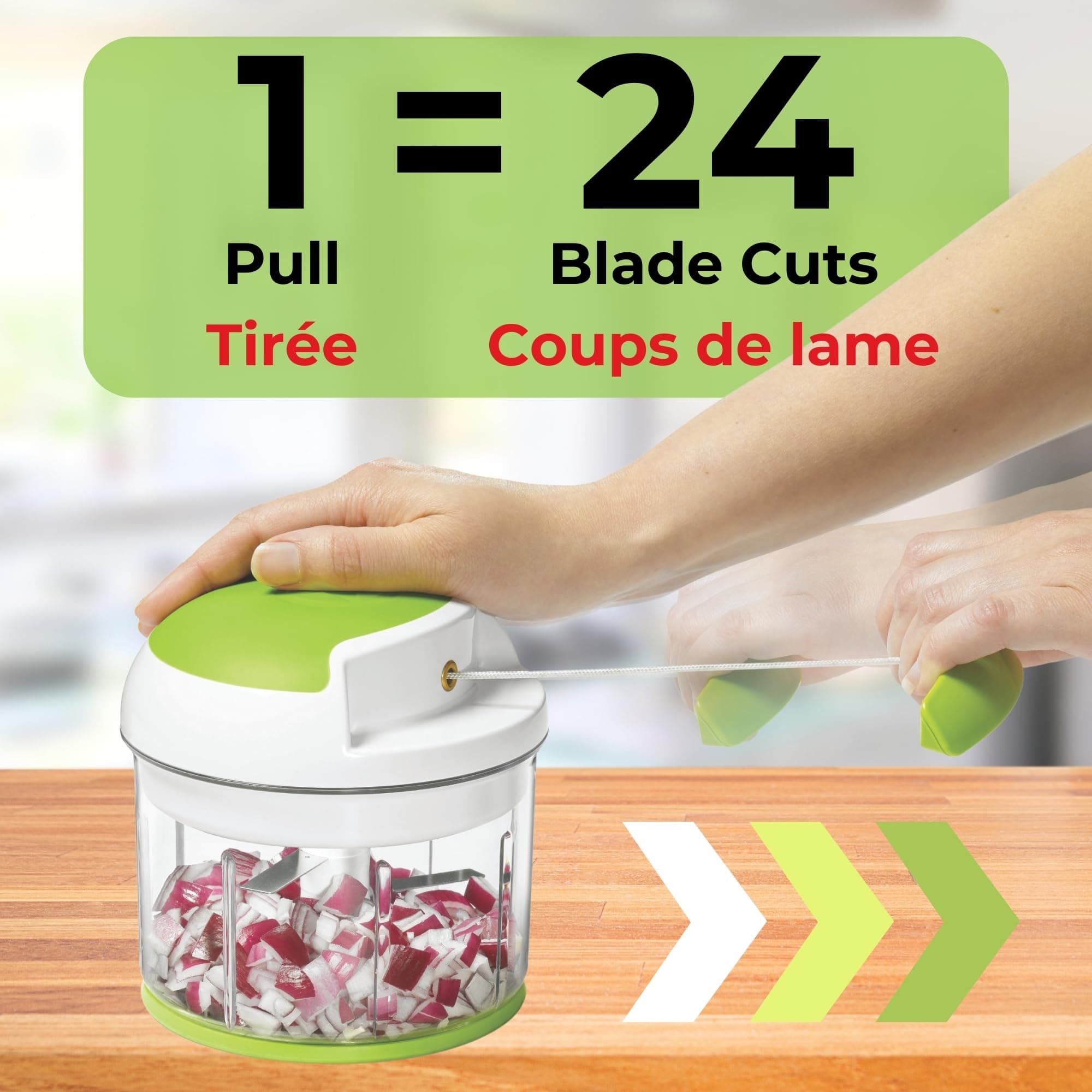 Starfrit Pull Chopper - Multi Purpose Manual Food Processor - Three Blade System - Thumbnail 6