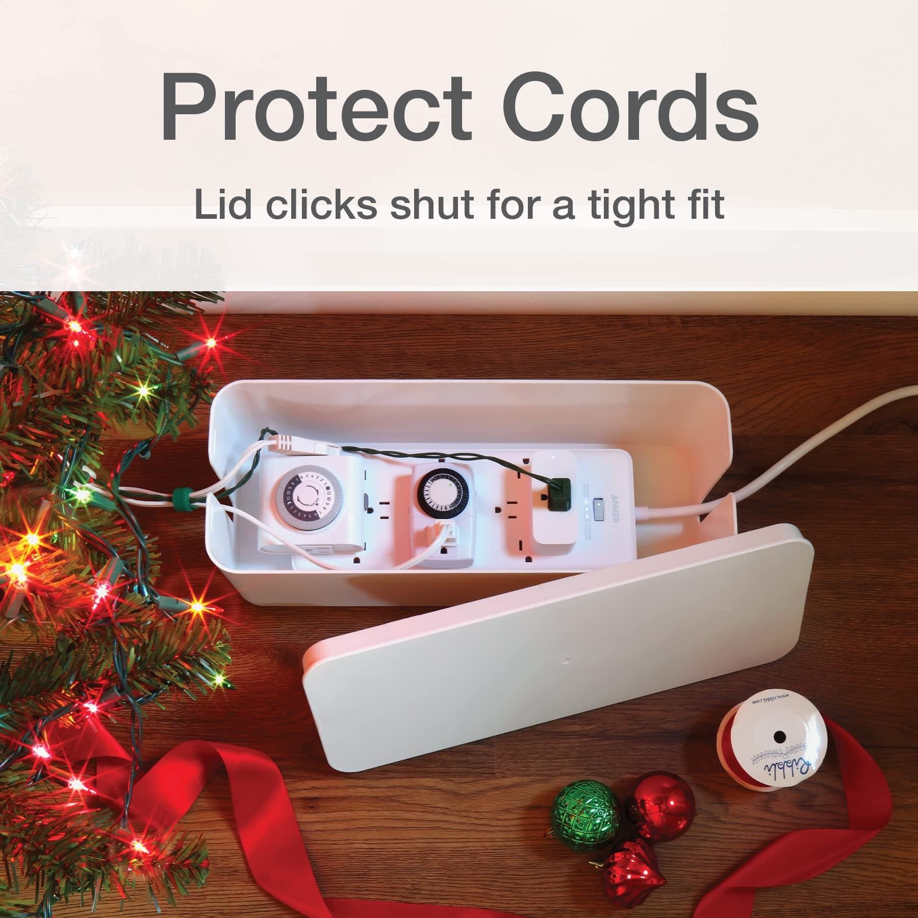 Oxford Cable Management Boxes 3 Pack Small Medium Large Power Strip Organizer Wh - Thumbnail 5