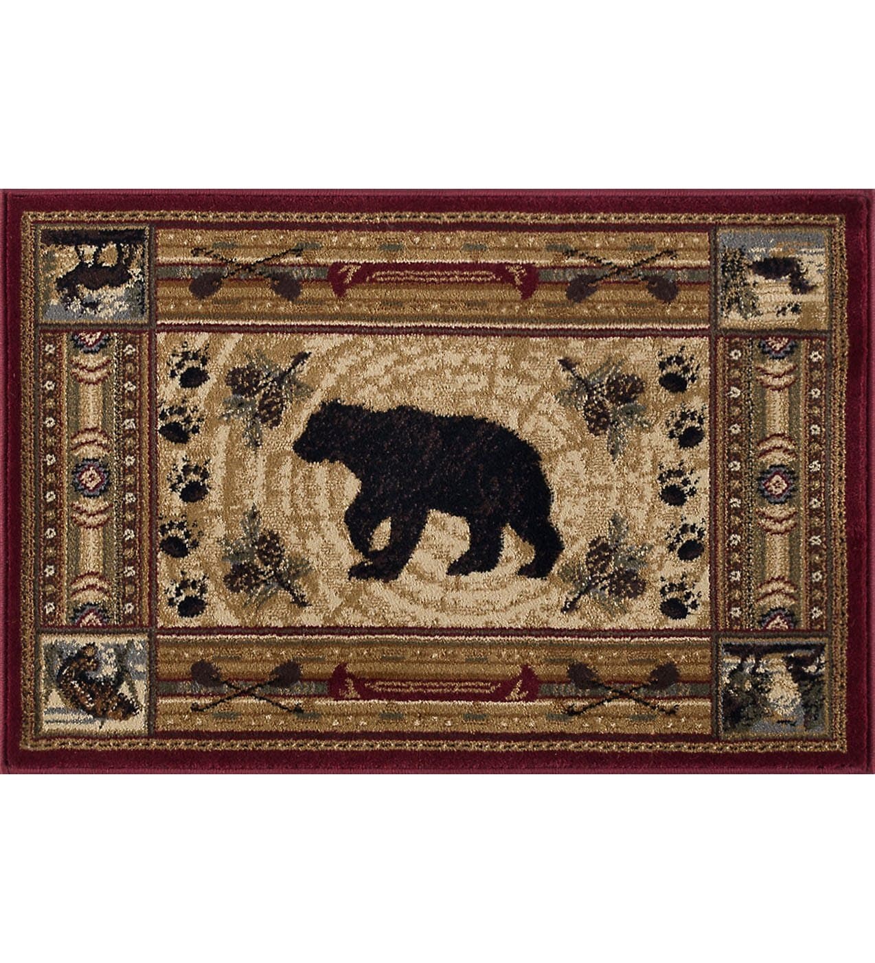 Tayse Black Bear BrownScatter Mat Small Rug for Entryway Indoor & Outdoor - Hall - Thumbnail 3