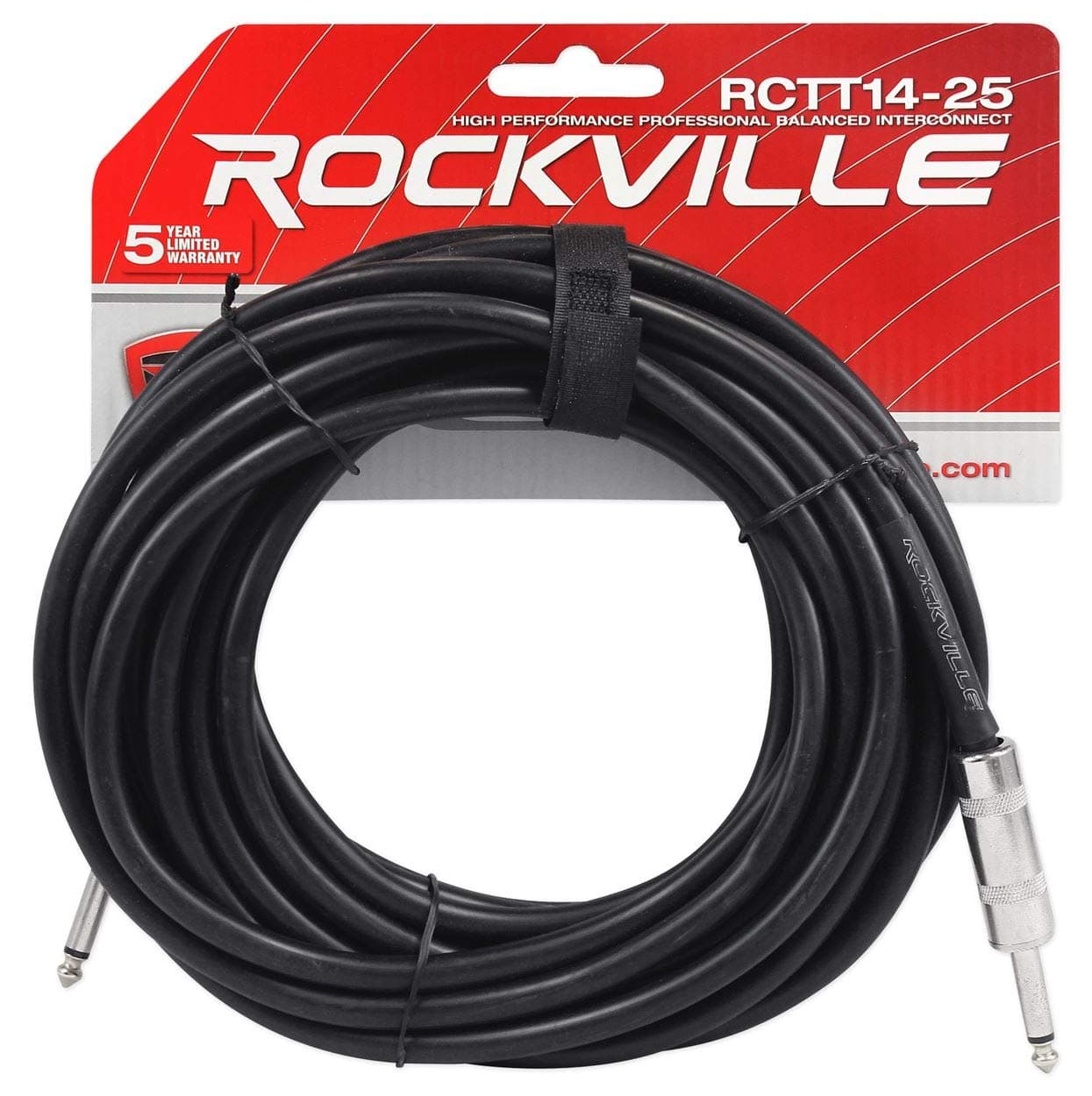 Rockville RCTT1425 25' 14 AWG 1/4" TS to 1/4" TS Speaker Cable 100% Copper - Thumbnail 2