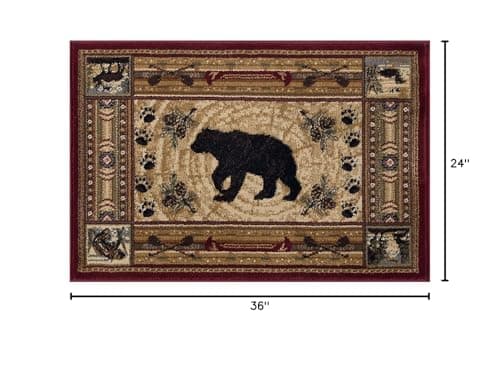 Tayse Black Bear BrownScatter Mat Small Rug for Entryway Indoor & Outdoor - Hall - Thumbnail 2
