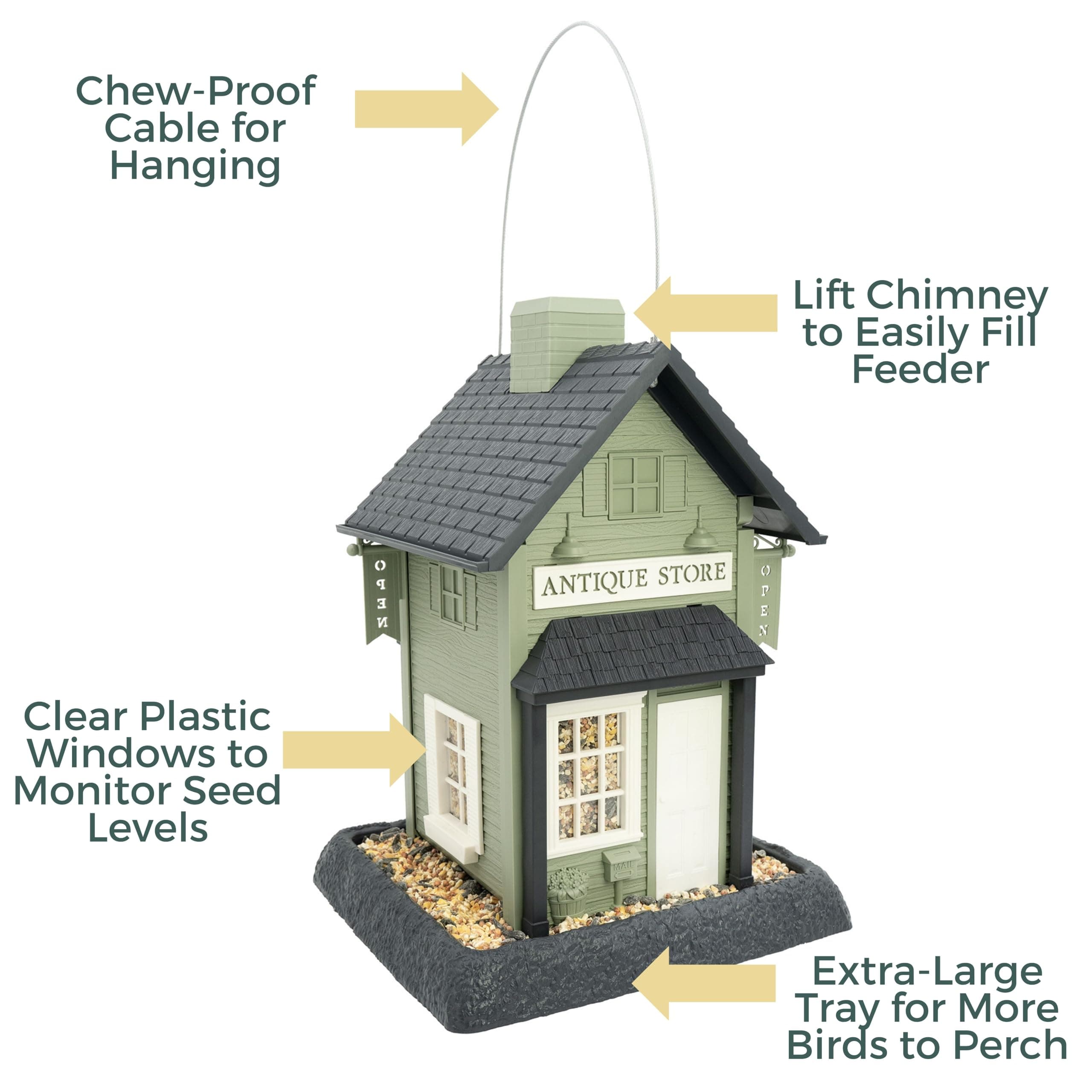 North States Village Collection - Antique Store Birdfeeder for Outdoors, Holds 6 - Thumbnail 3