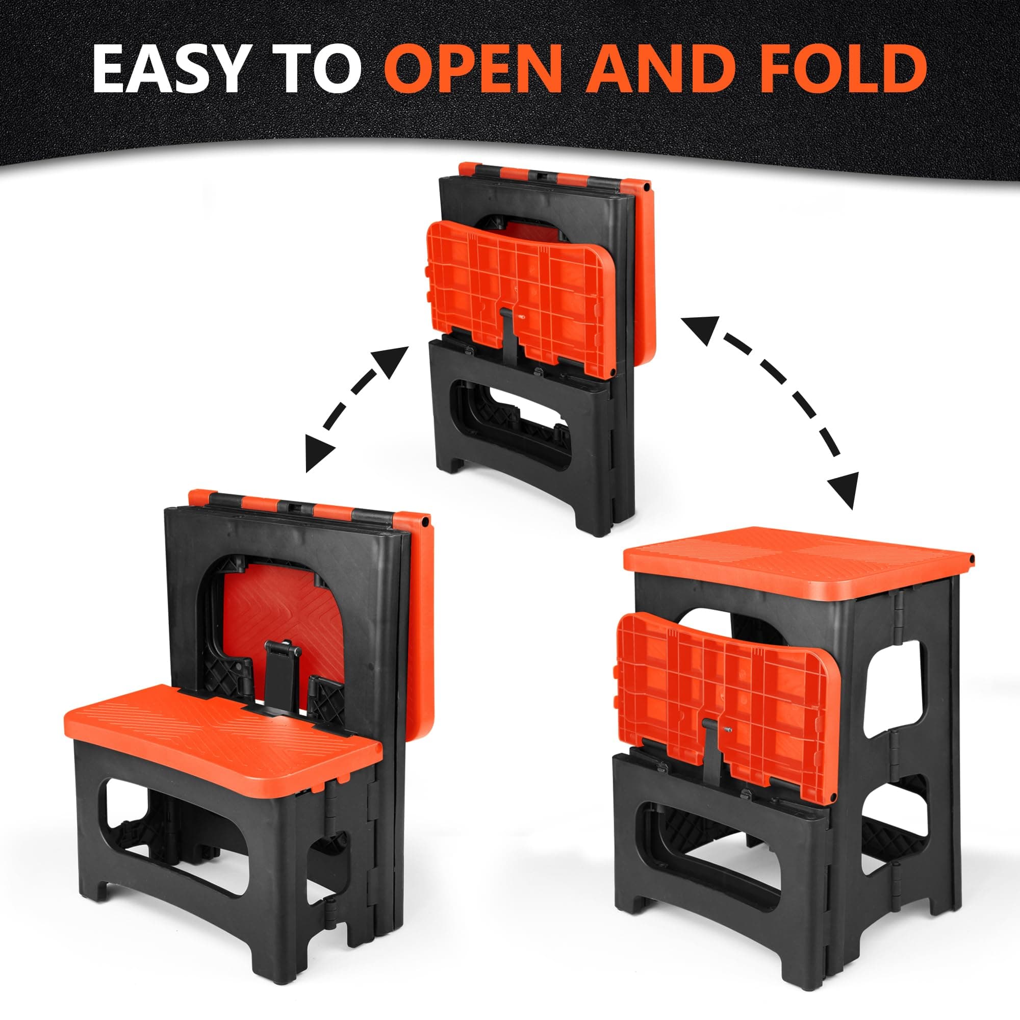 Folding 2-Step Stool Non-Slip Portable Footstool 8 17 Inch Dual Heights 250 lbs - Thumbnail 8