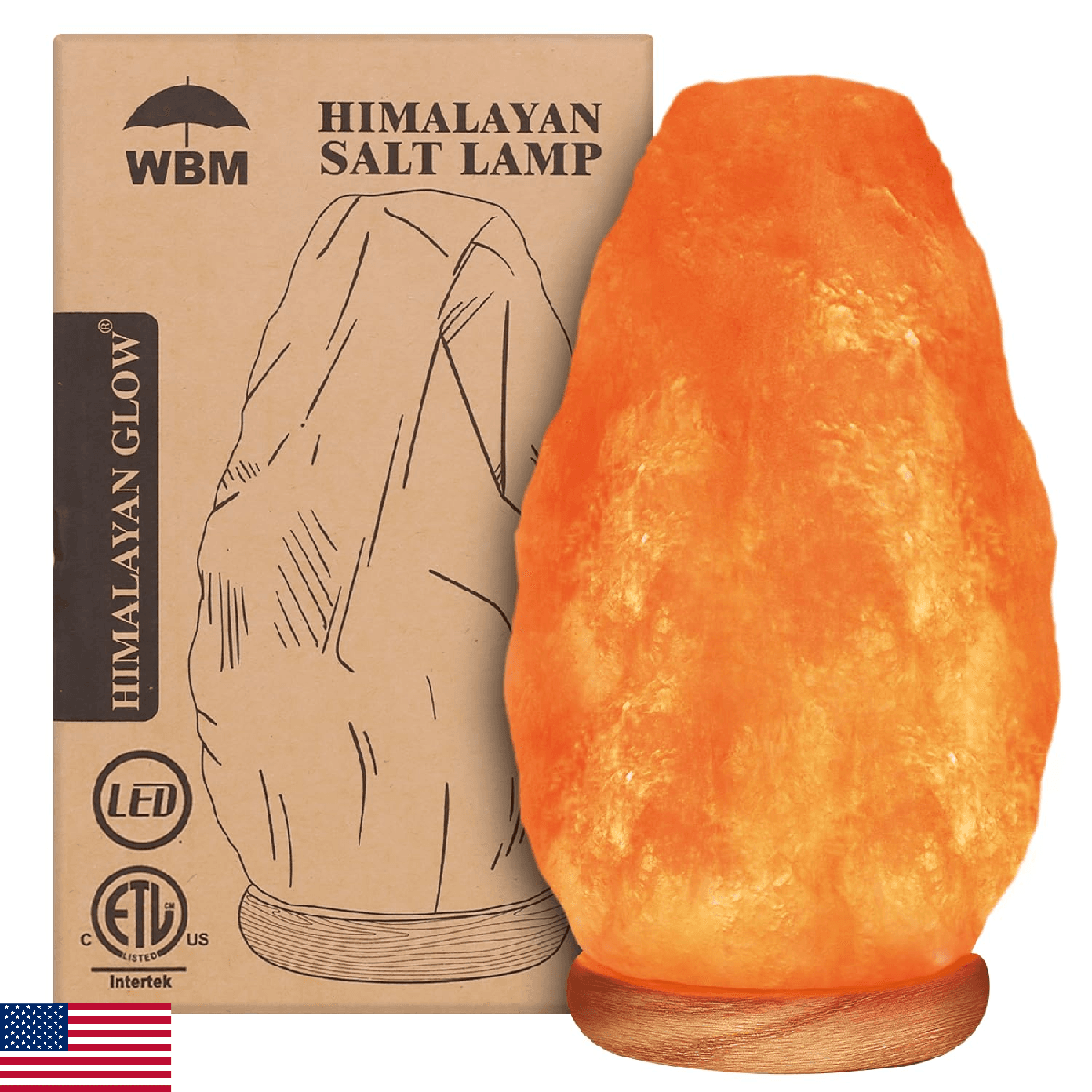 WBM Salt Lamp - USB Himalayan Salt Lamp with Touch Dimmer Control, Natural Pink - Image 1