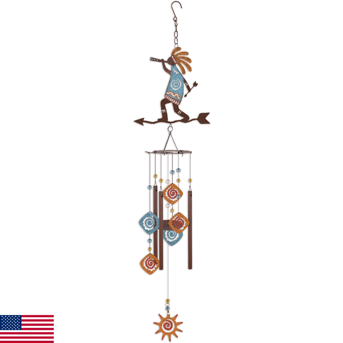 Sunset Vista Designs Southwest Collection - 37-Inch Rustic Metal Wind Chime, Kok - Image 1