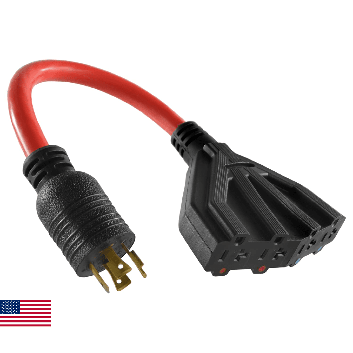 Conntek 1.5-Feet, 20-Amp L14-20P 125/250-Volt to (4) 15/20-Amp Female Connector, - Image 1