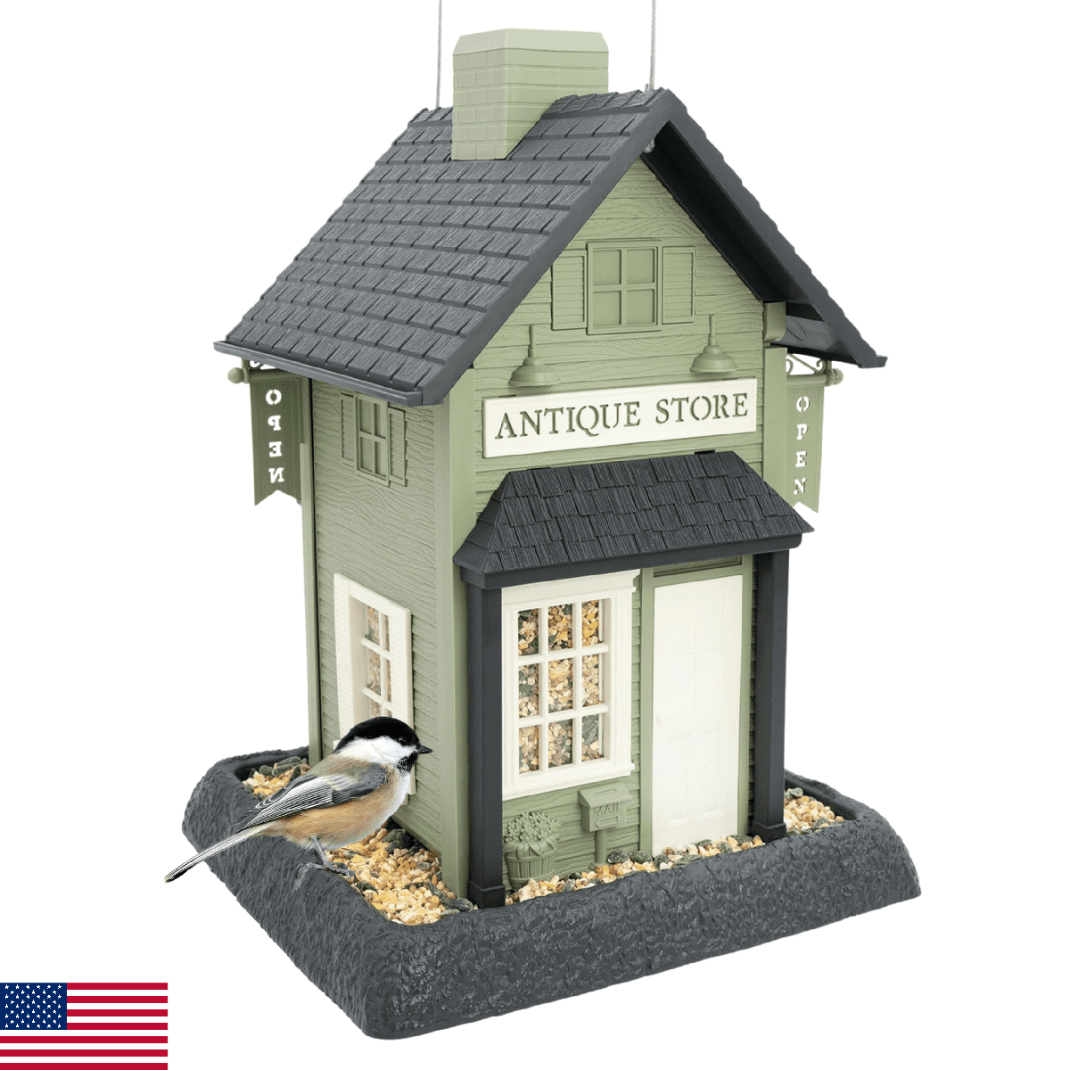 North States Village Collection - Antique Store Birdfeeder for Outdoors, Holds 6 - Image 1