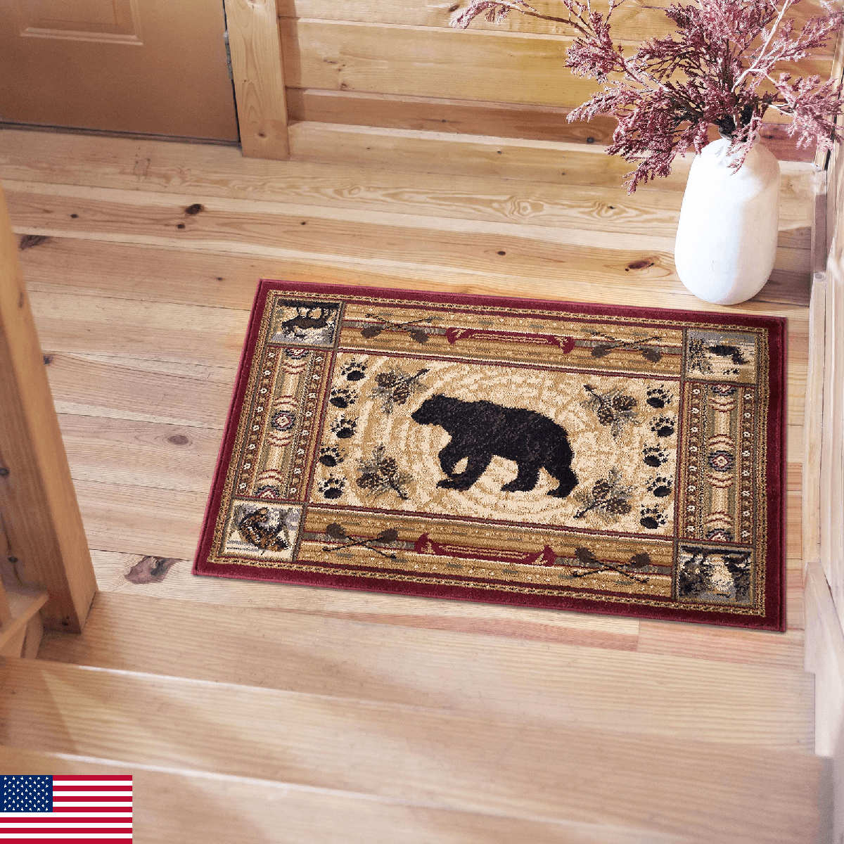 Tayse Black Bear BrownScatter Mat Small Rug for Entryway Indoor & Outdoor - Hall - Image 1