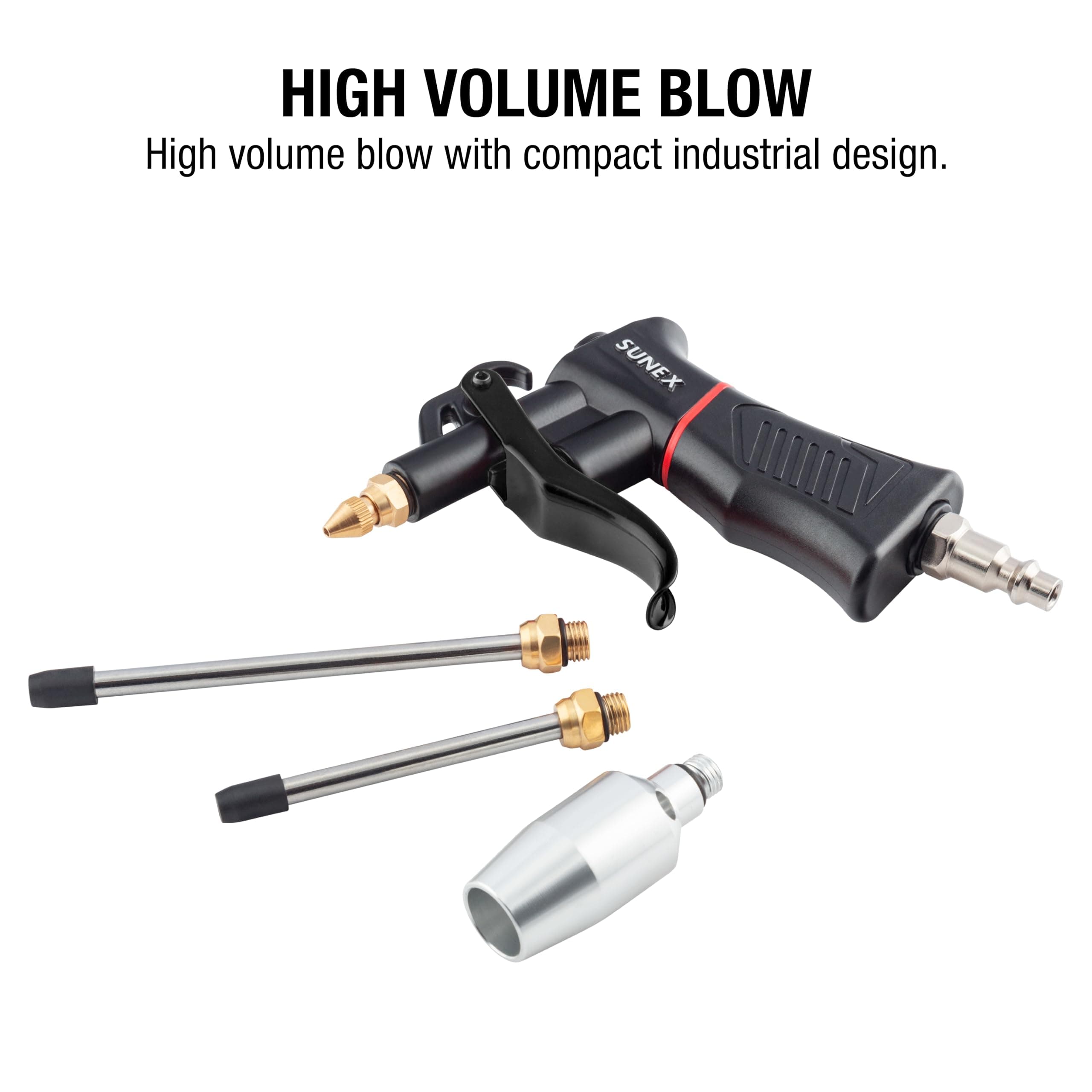 SUNEX SXBG01K Air Blow Gun Kit with Variable Trigger, Adjustable Nozzle, Venturi - Thumbnail 2