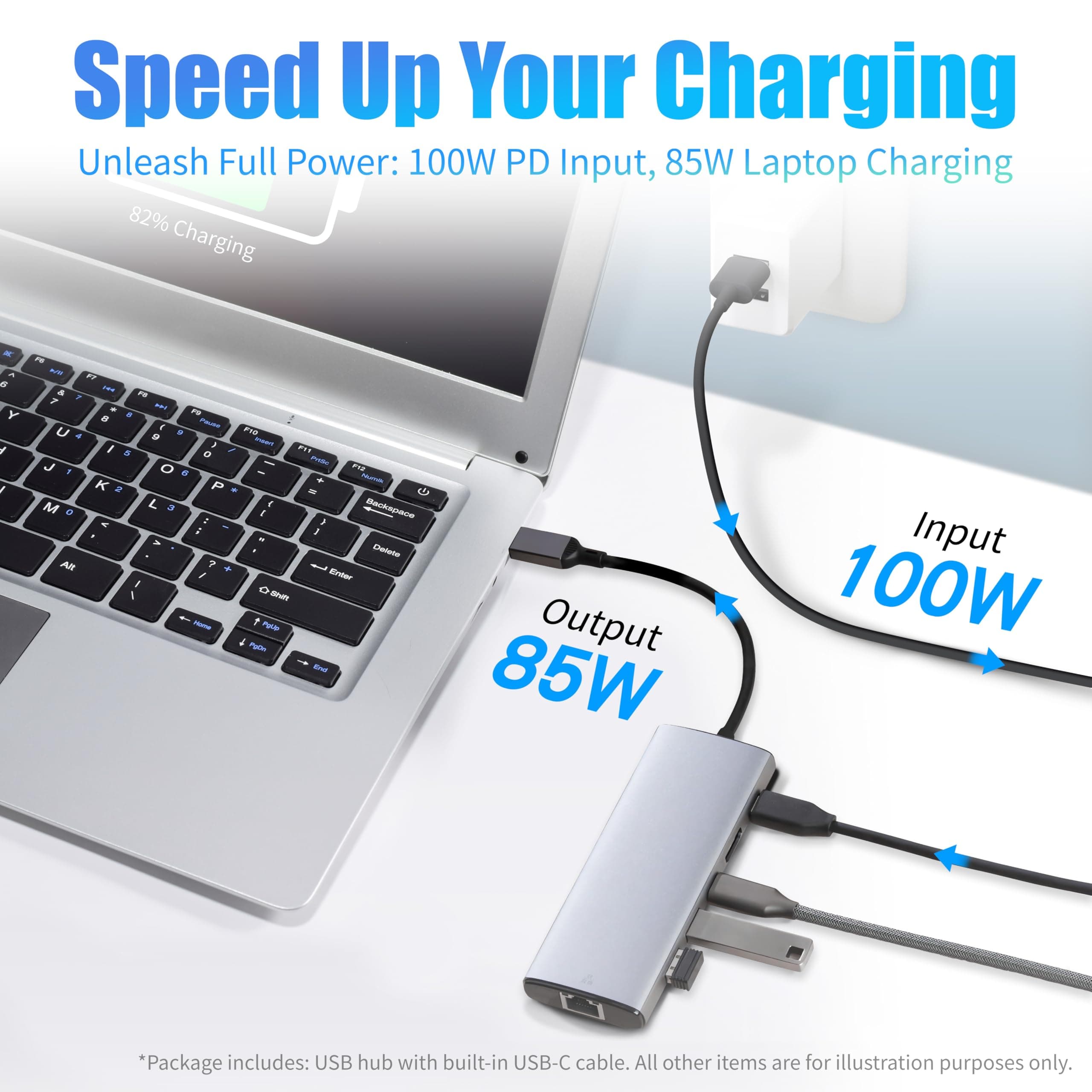 Amazon Basics 6-in-1 USB-C 3.2 (10G) Hub, Multiport Adapter with 100W Power Deli - Thumbnail 5