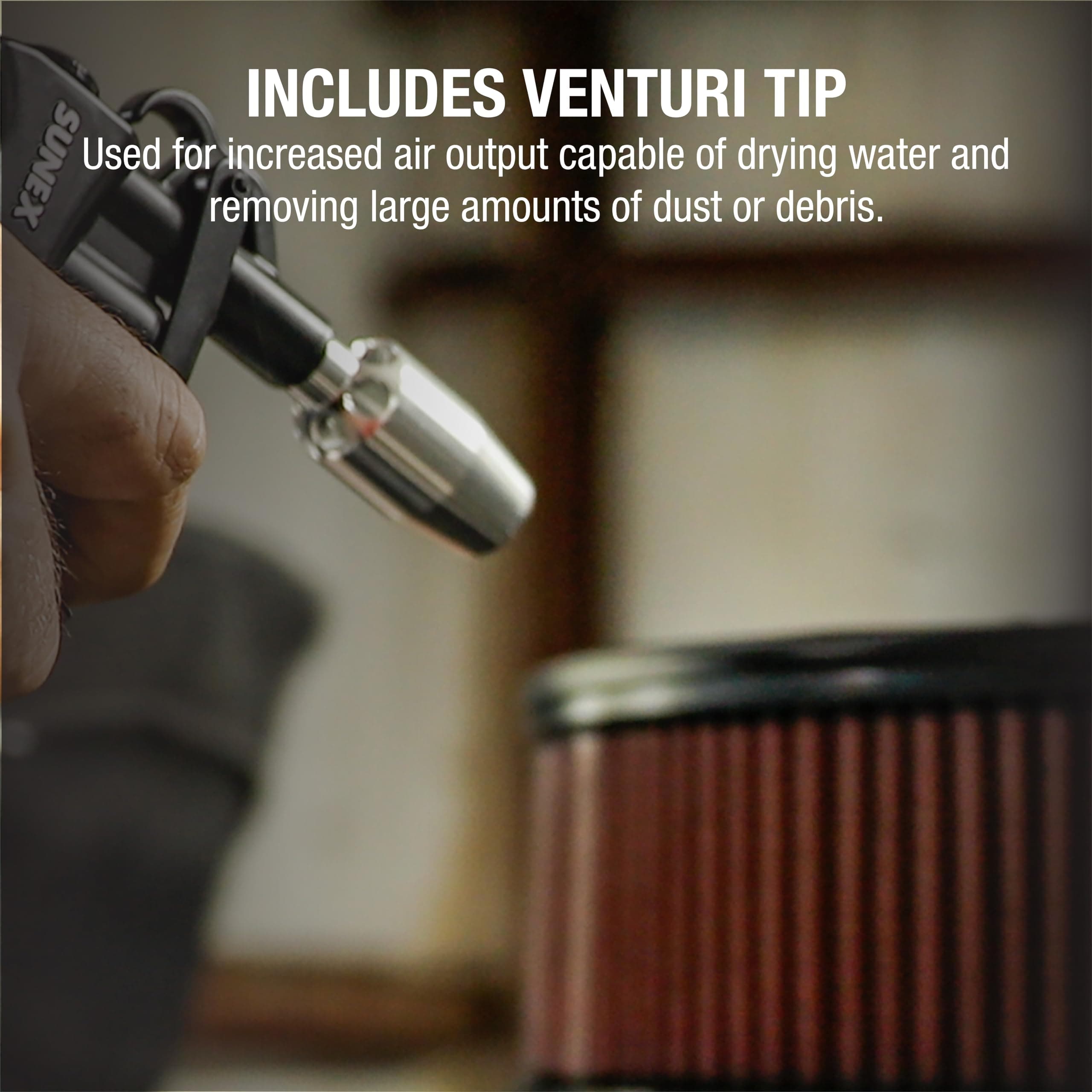 SUNEX SXBG01K Air Blow Gun Kit with Variable Trigger, Adjustable Nozzle, Venturi - Thumbnail 5
