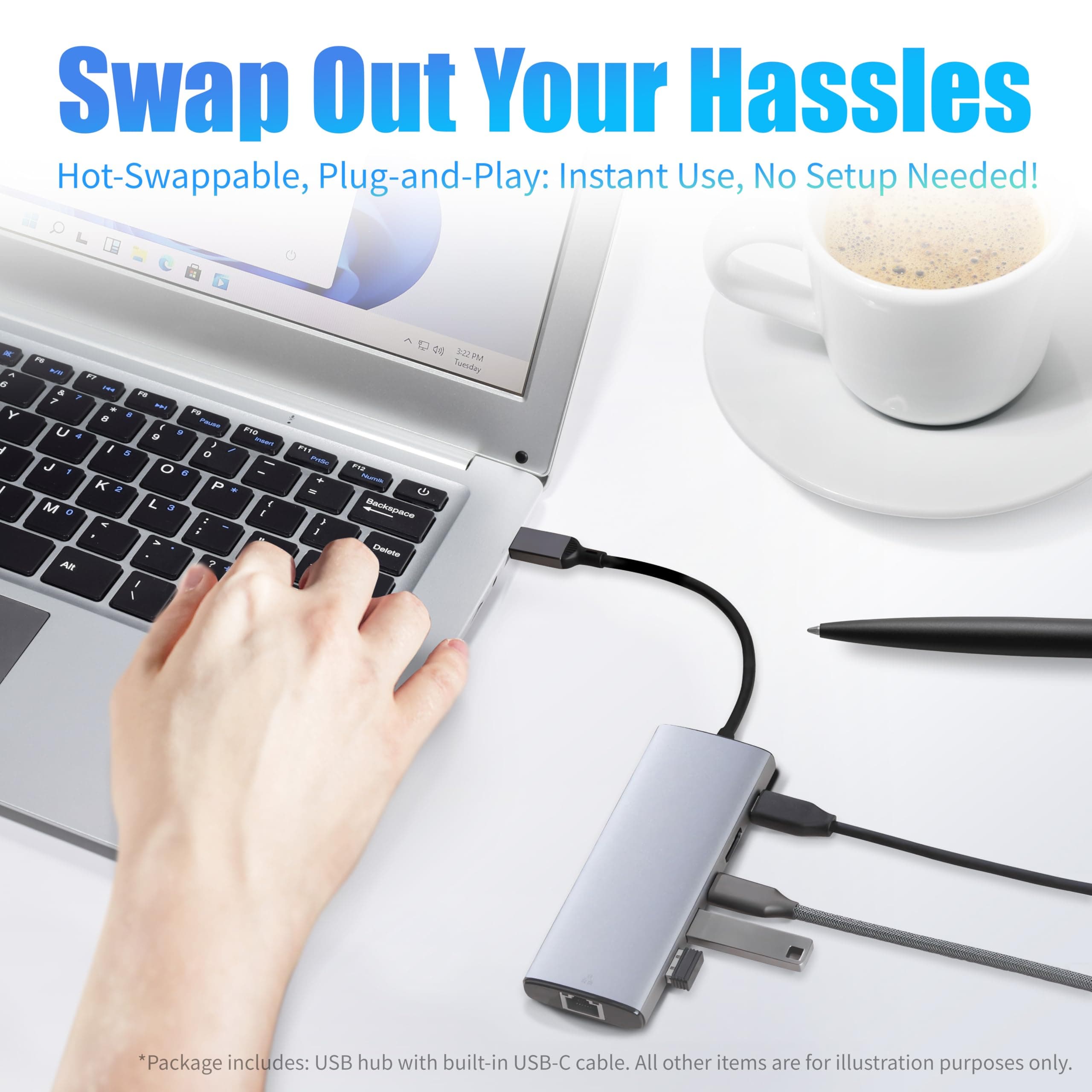 Amazon Basics 6-in-1 USB-C 3.2 (10G) Hub, Multiport Adapter with 100W Power Deli - Thumbnail 6