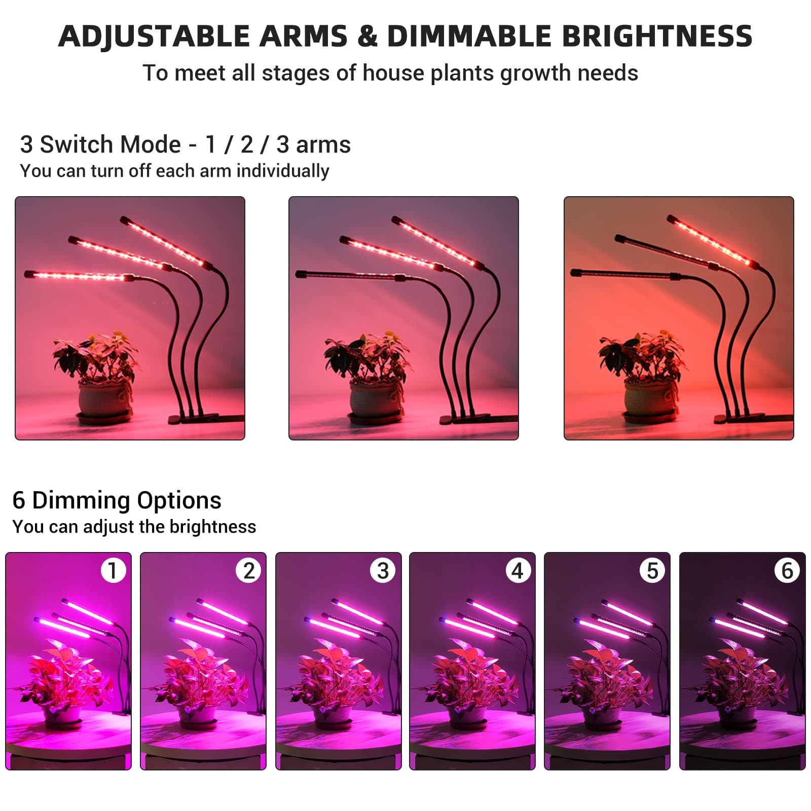 yoyomax Grow Lights for Indoor Plants, Full Spectrum Led Plant Light with Timer - Thumbnail 4