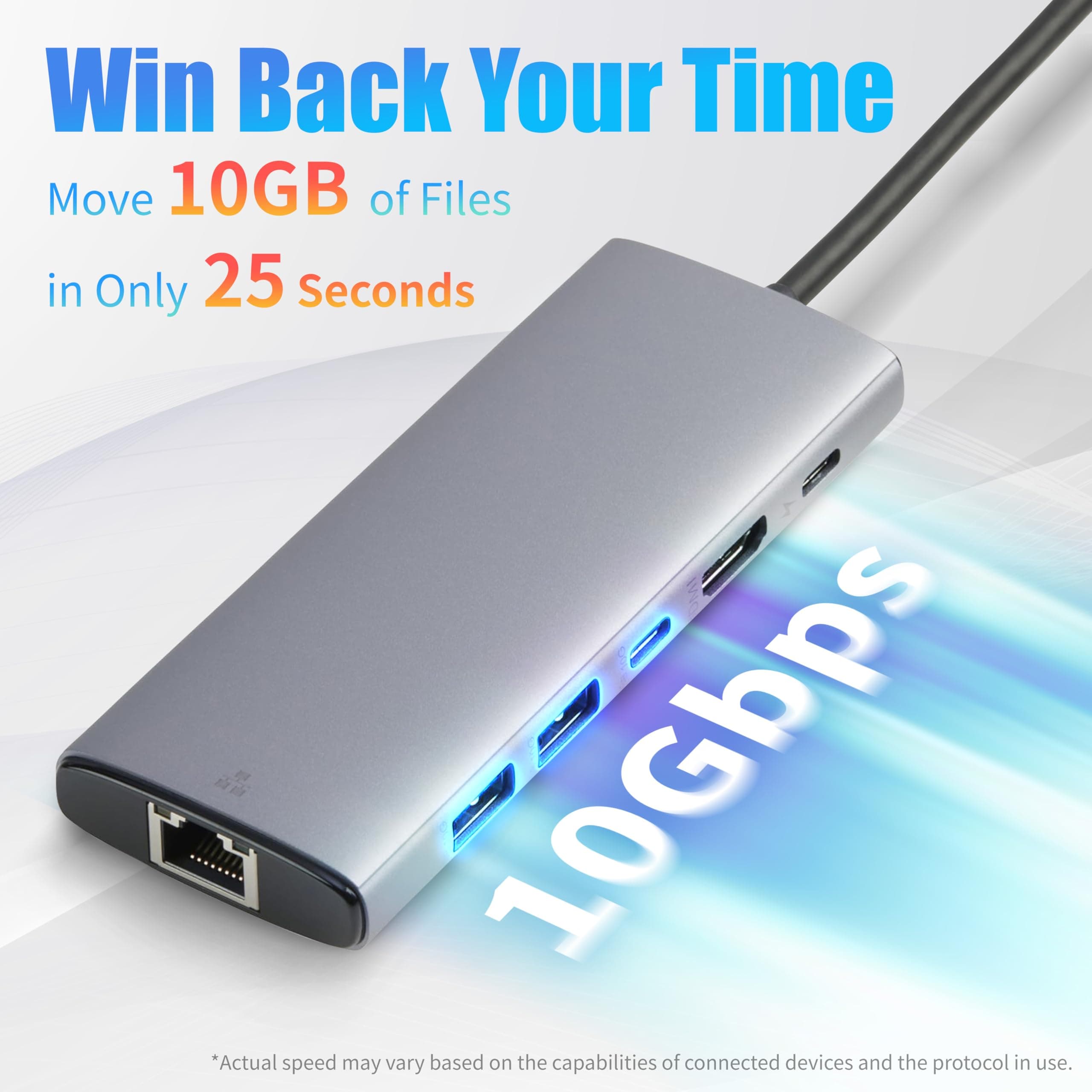 Amazon Basics 6-in-1 USB-C 3.2 (10G) Hub, Multiport Adapter with 100W Power Deli - Thumbnail 3