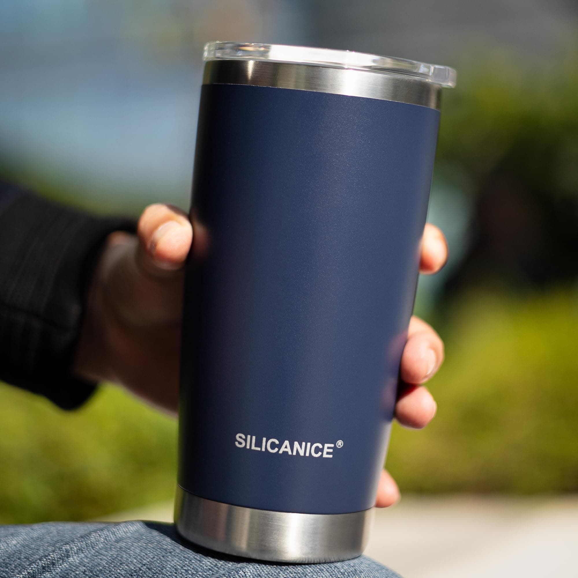 SILICANICE 20oz Vacuum Insulated Tumbler Stainless Steel Travel Mug Navy Blue De - Thumbnail 7