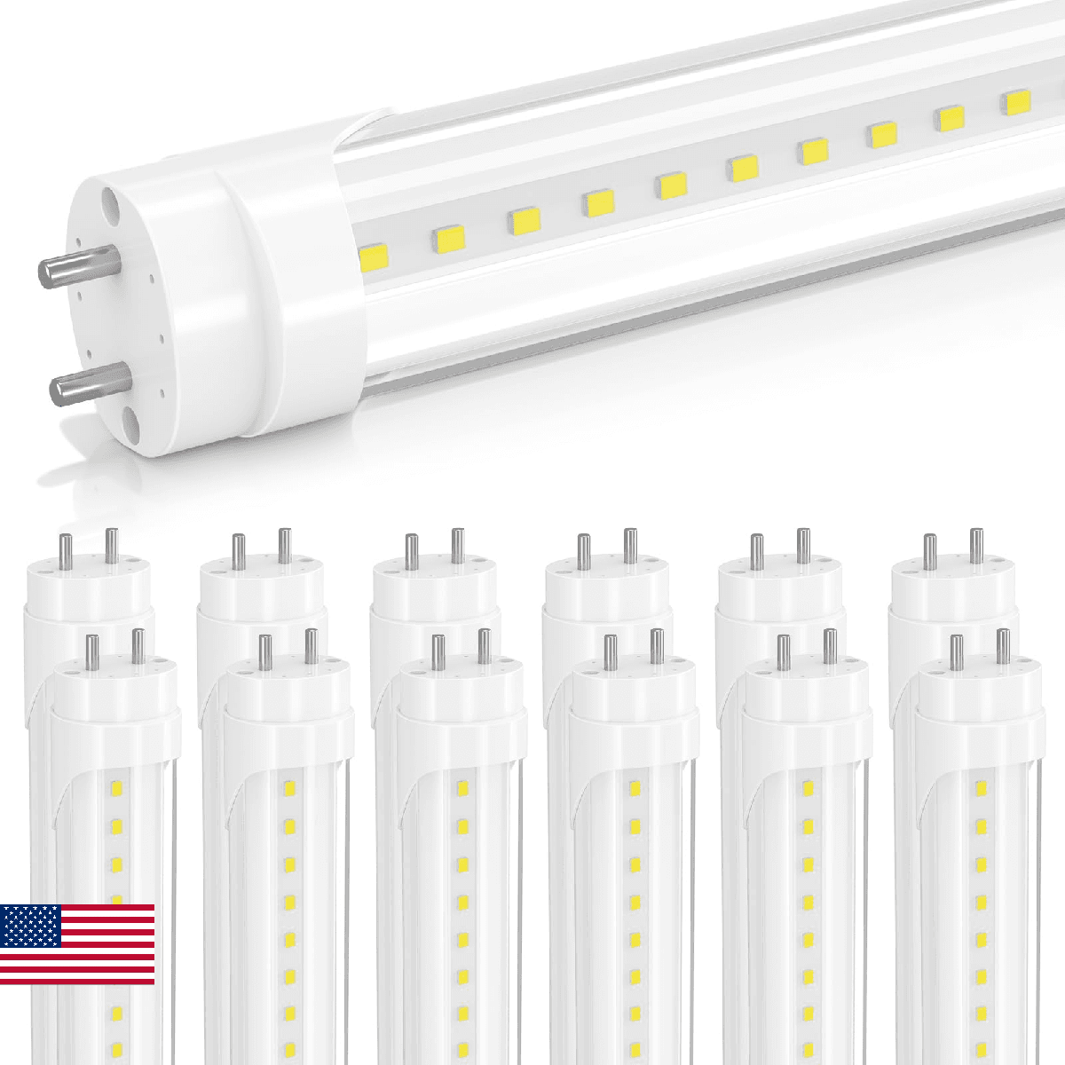 Airseafar 12-Pack T8 LED 2FT Type B Light Bulbs, 10W (24W Equivalent), 5000K, 13 - Image 1