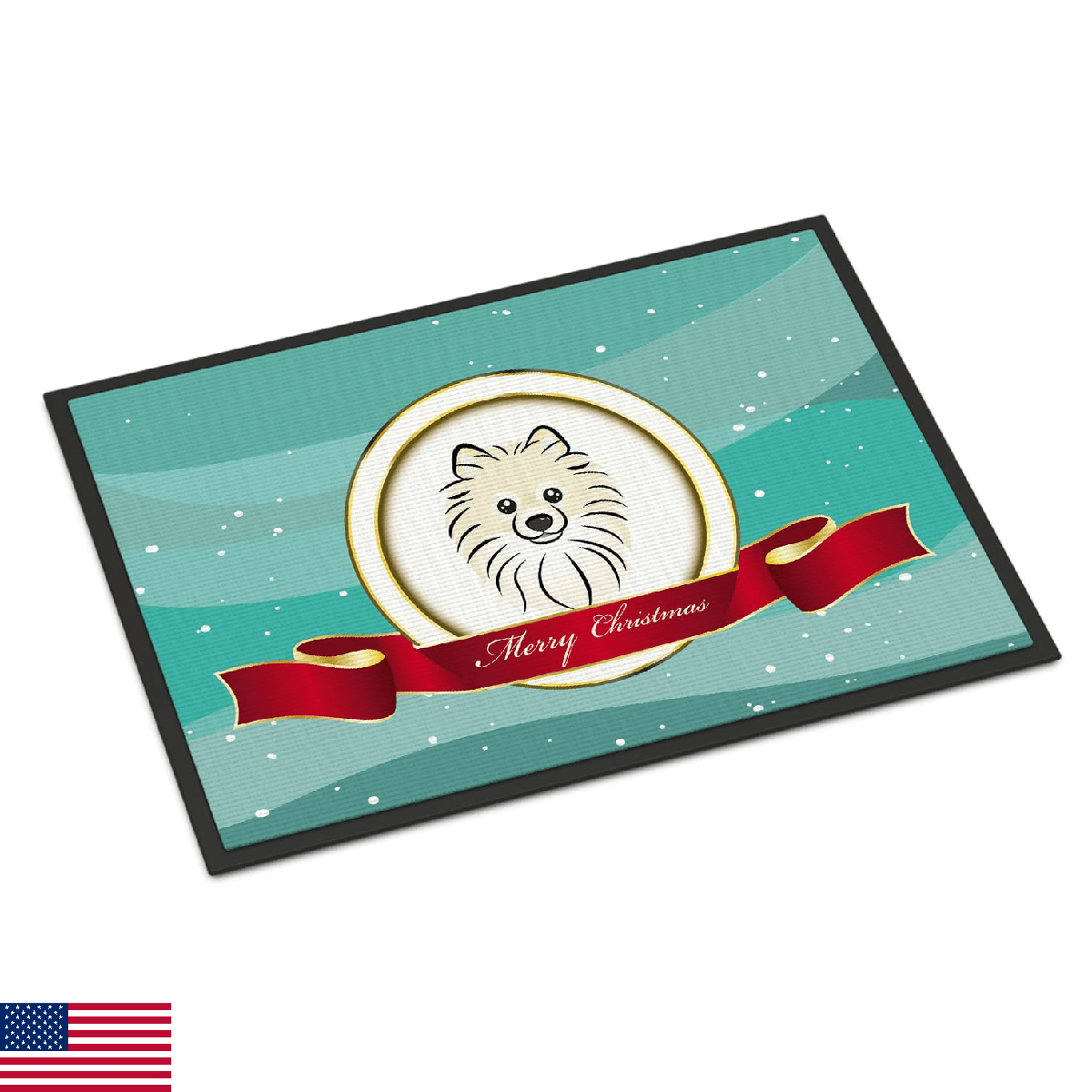 Caroline's Treasures BB1517JMAT Pomeranian Merry Christmas Doormat 24x36 Front D - Image 1