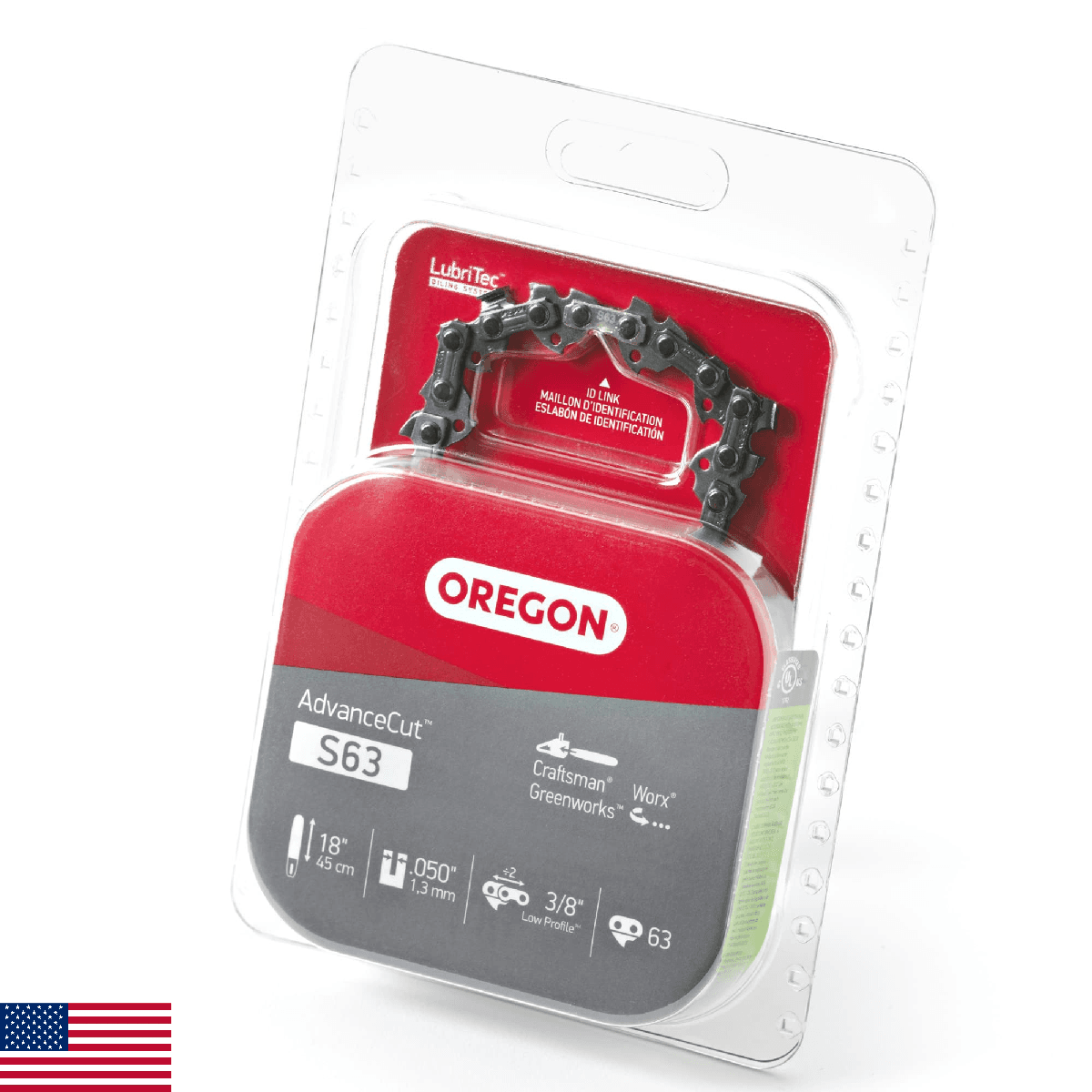 Oregon S63 AdvanceCut 18" Chainsaw Chain, 63DL, 3/8LP, .050 Ga, Low Vib - Image 1