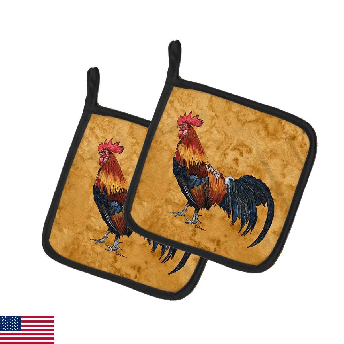 Caroline's Treasures 8651PTHD Rooster Pair of Pot Holders Kitchen Heat Resistant - Image 1