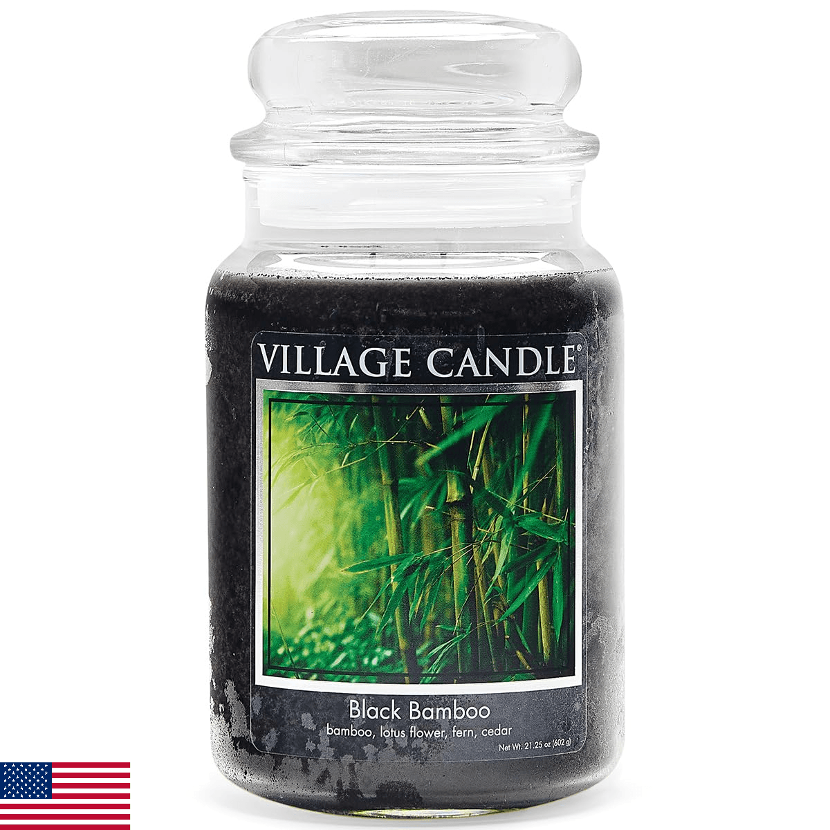 Village Candle Black Bamboo Large Glass Apothecary Jar, Scented Candle, 21.25 oz - Image 1